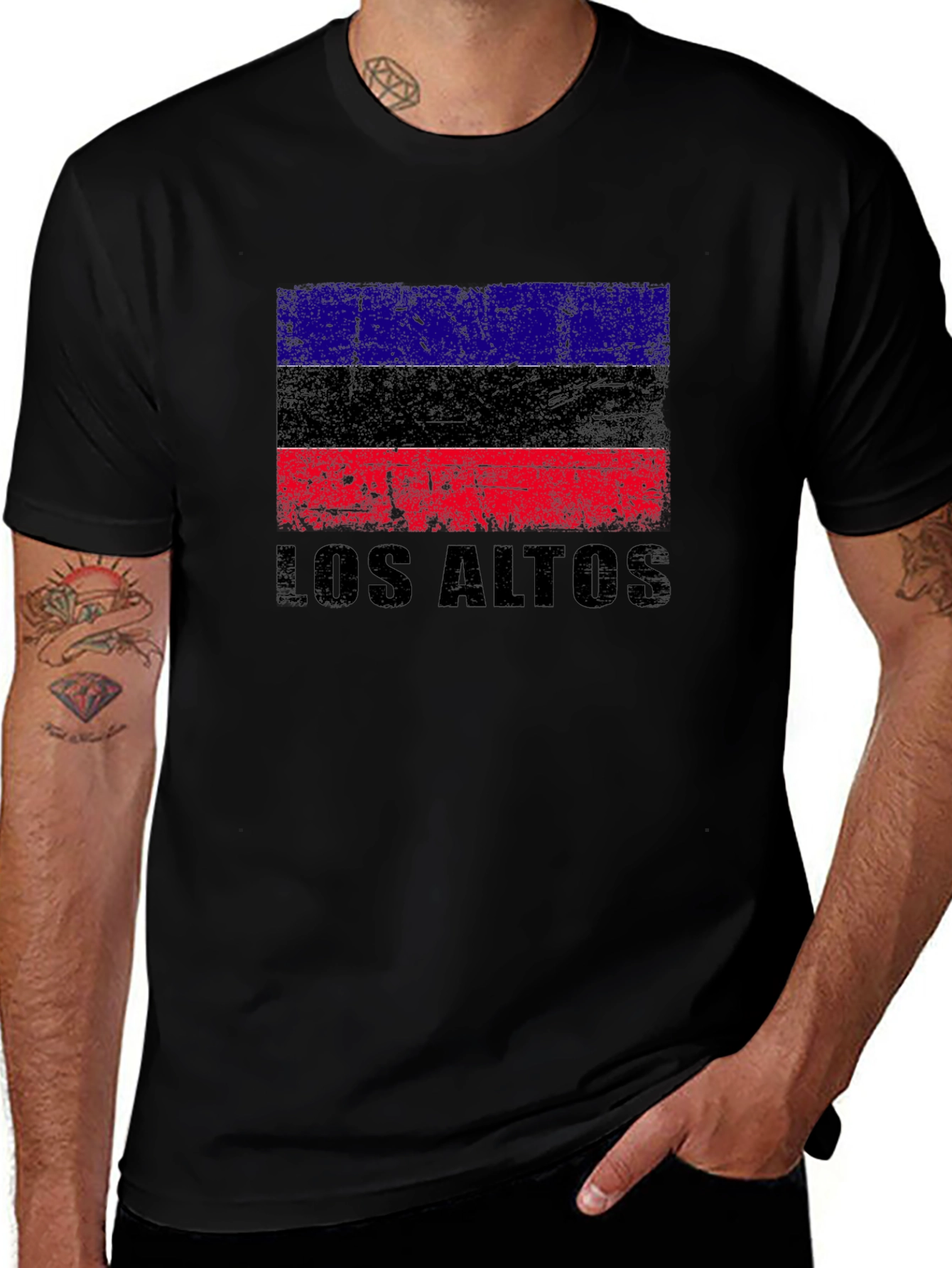 Los Altos Flag Graphic Black T-Shirt