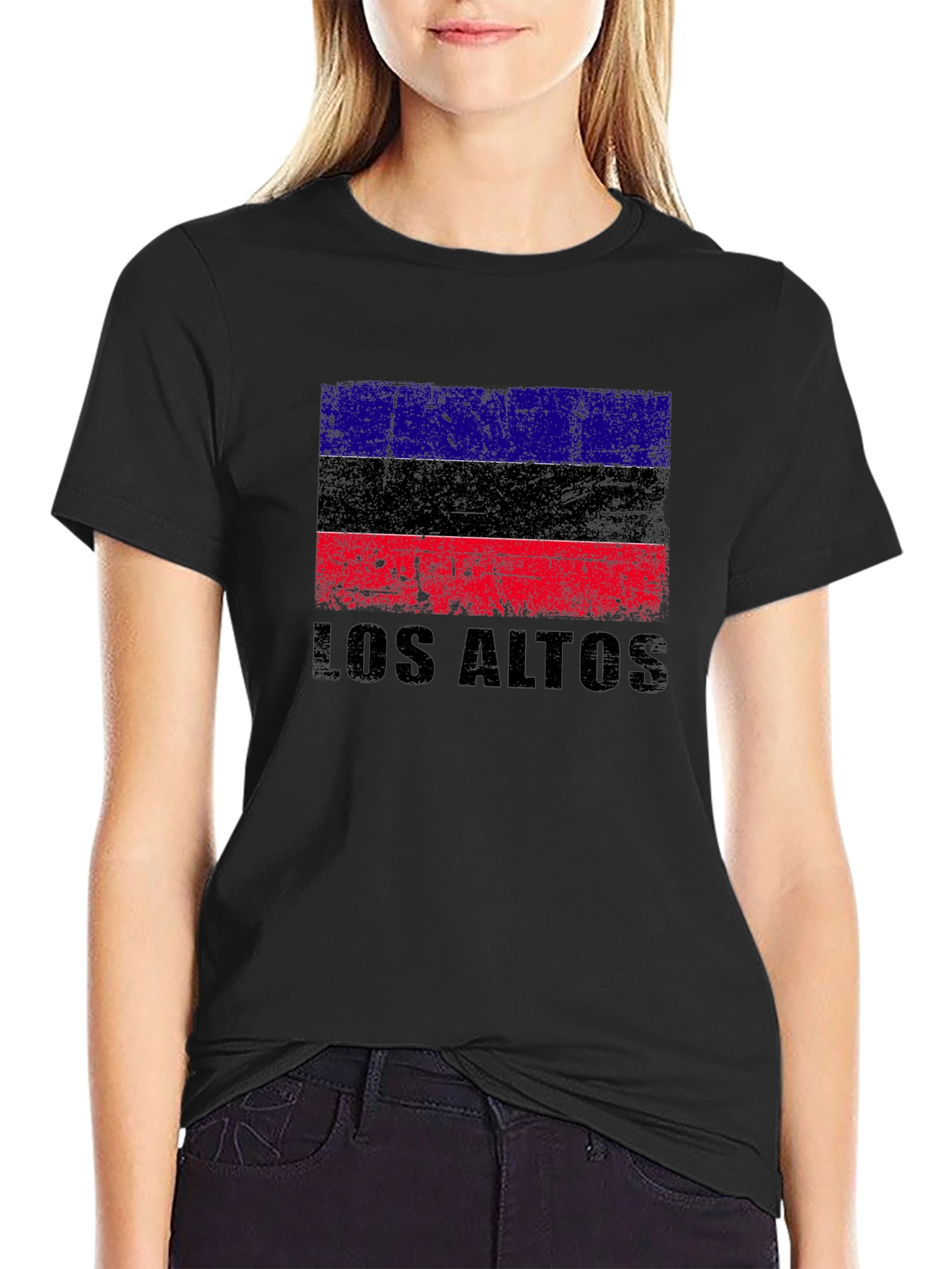 Los Altos Flag Graphic Black T-Shirt