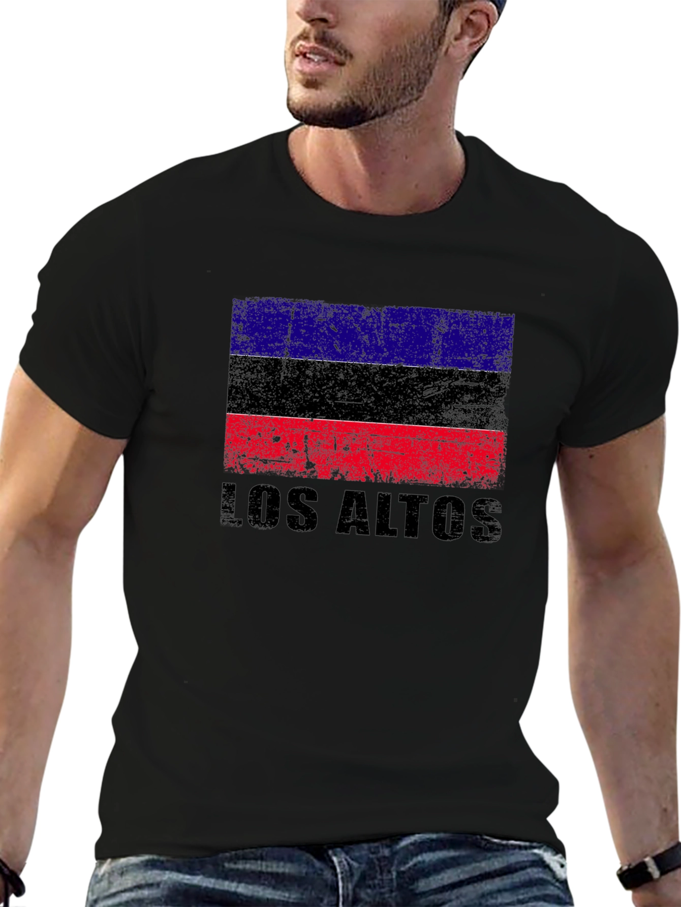 Los Altos Flag Graphic Black T-Shirt