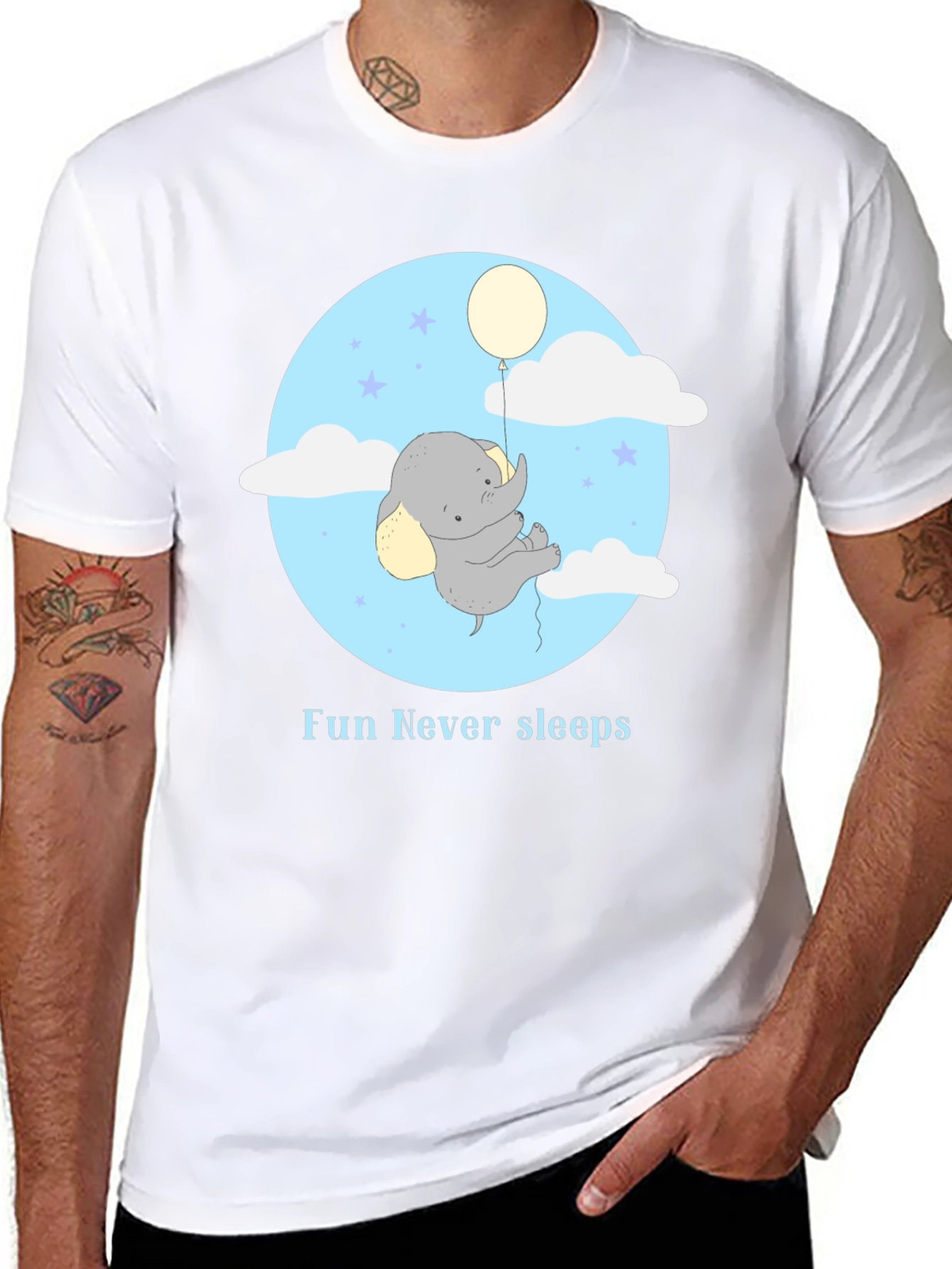 Fun Never Sleeps Elephant Balloon Graphic Tee