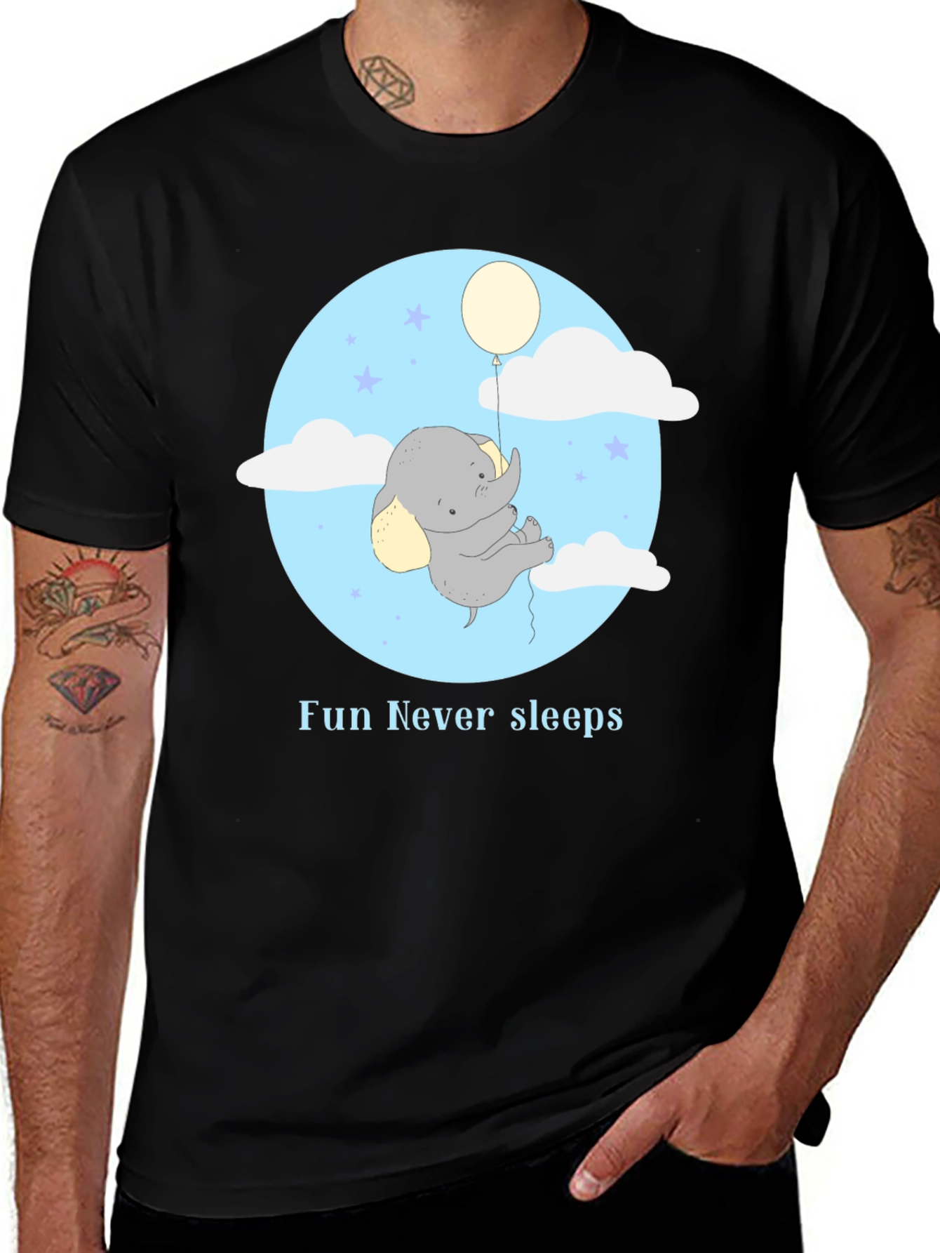 Fun Never Sleeps Elephant Balloon Graphic Tee