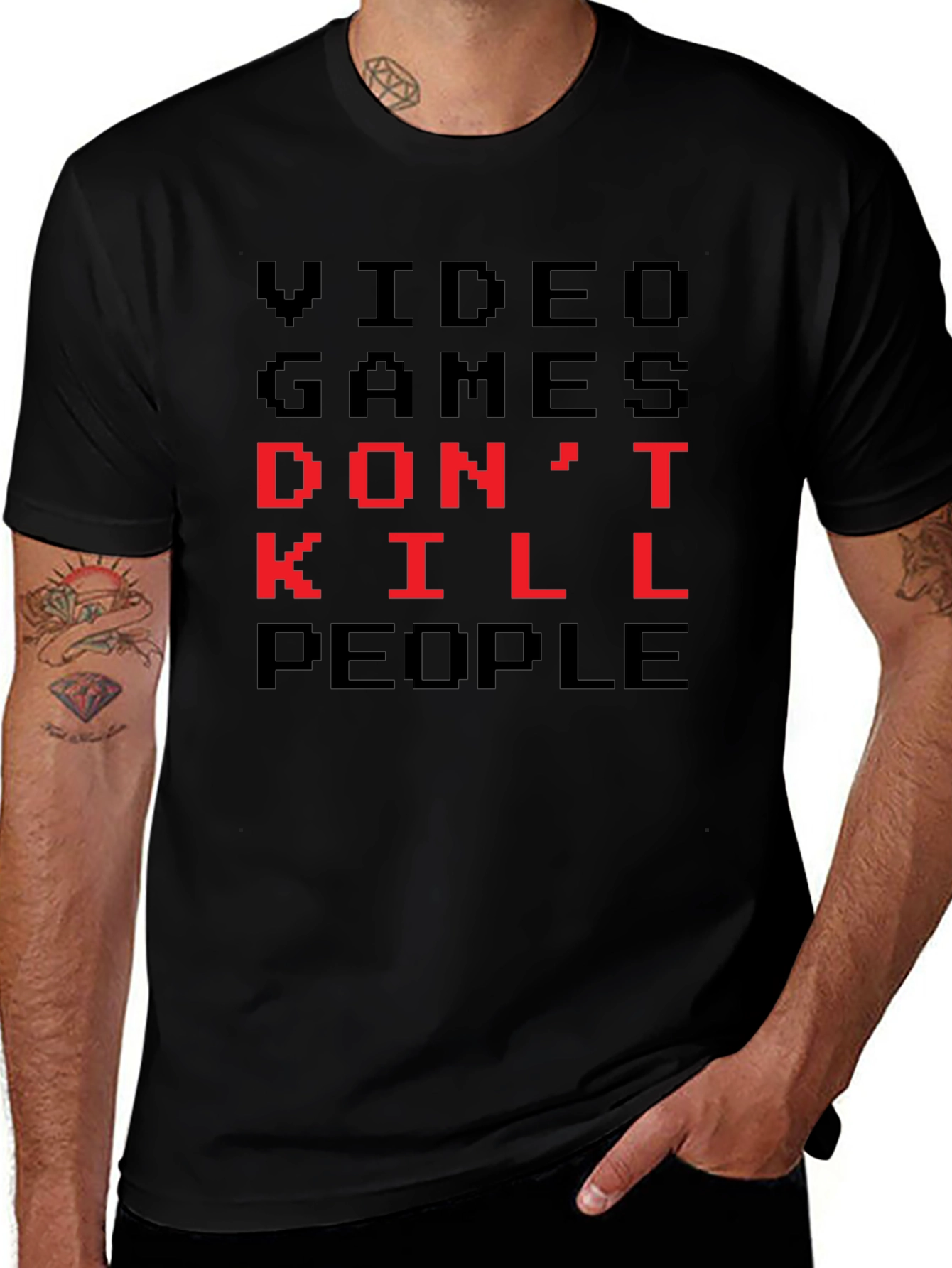 Video Games Dont Kill People Pixel Art T-Shirt