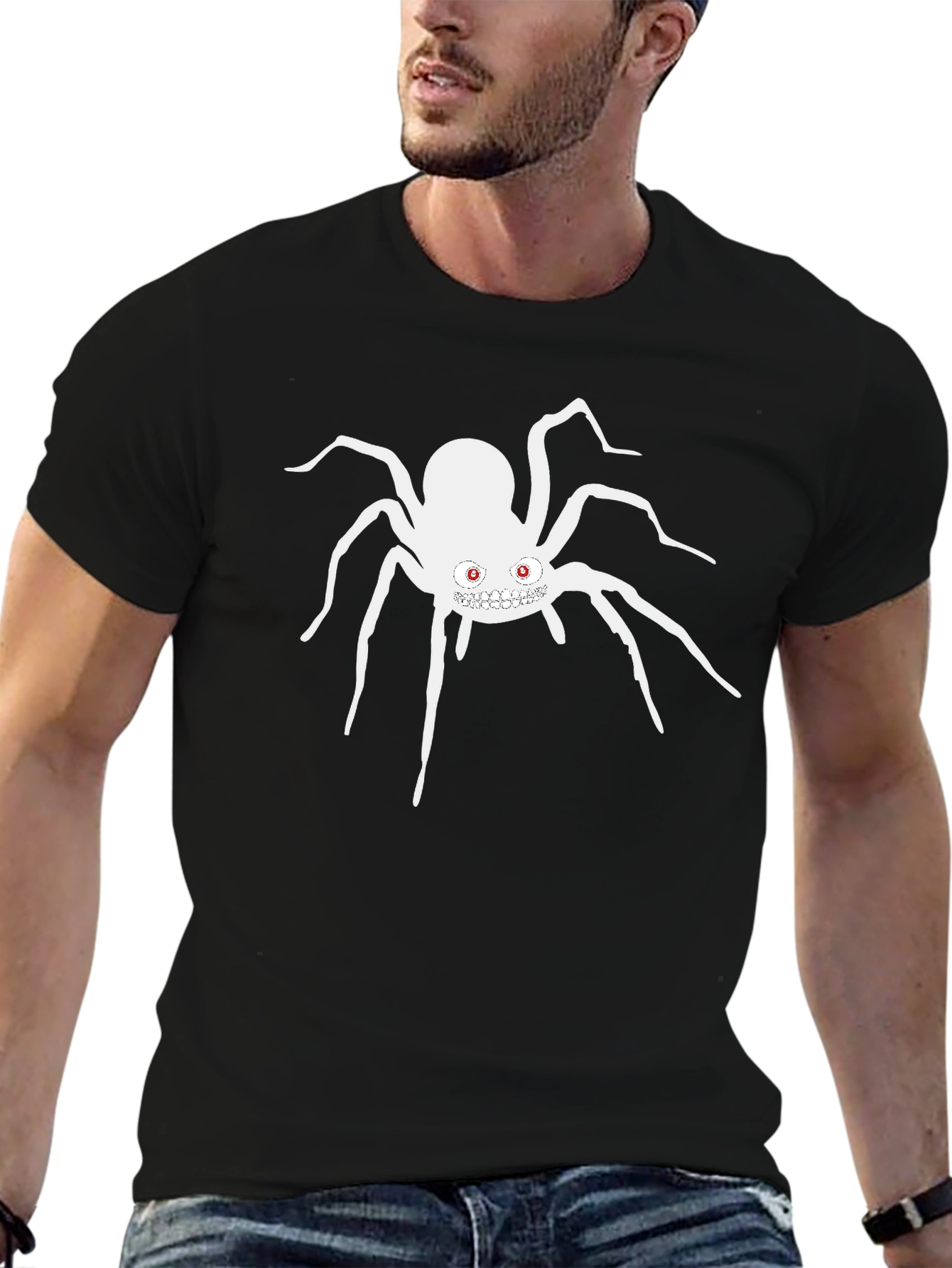 Mens Black Spider Graphic T-Shirt