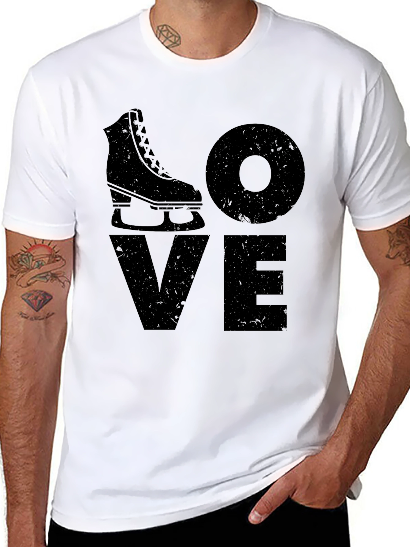 I Love Skating Graphic Black T-Shirt
