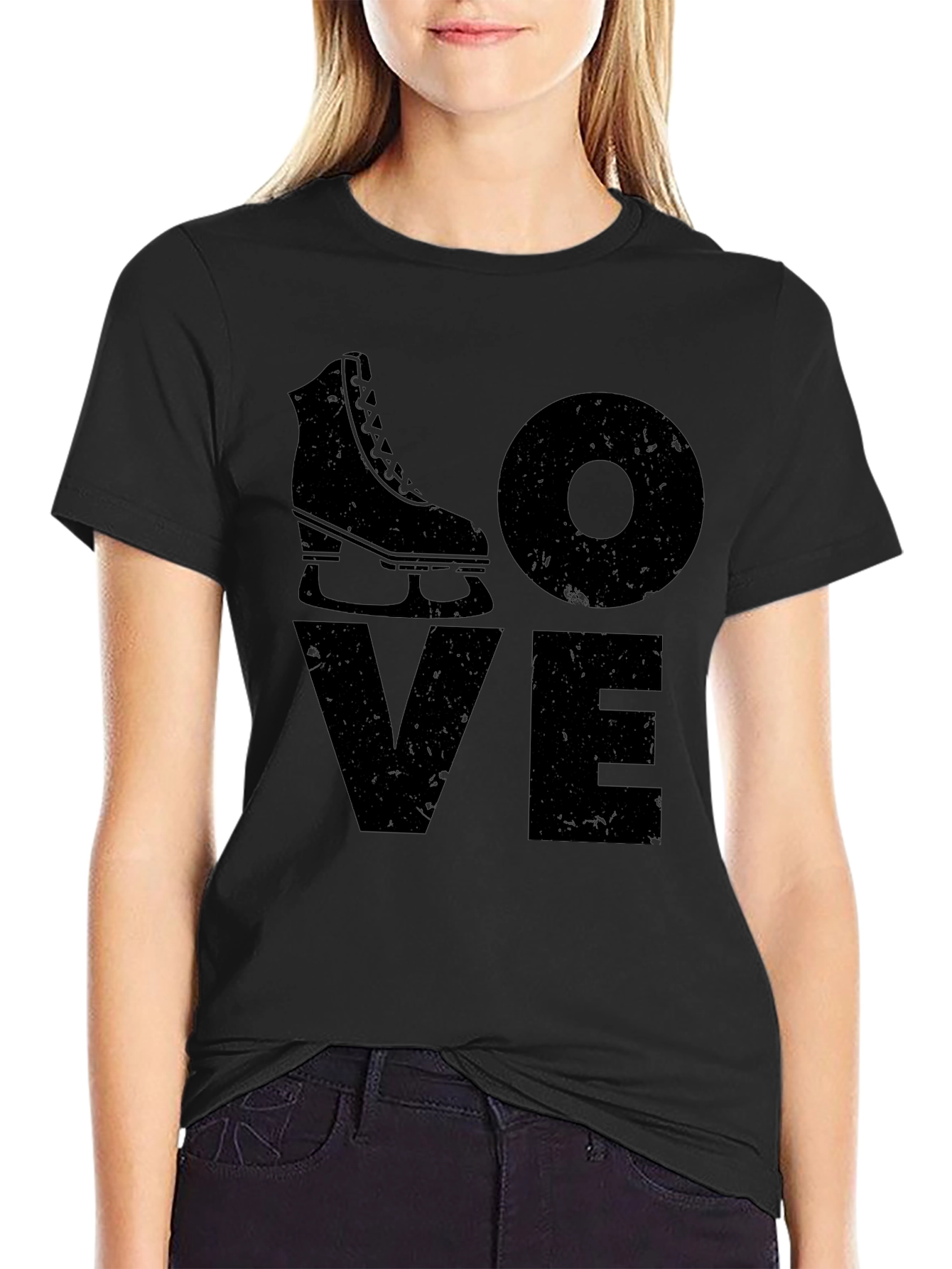 I Love Skating Graphic Black T-Shirt