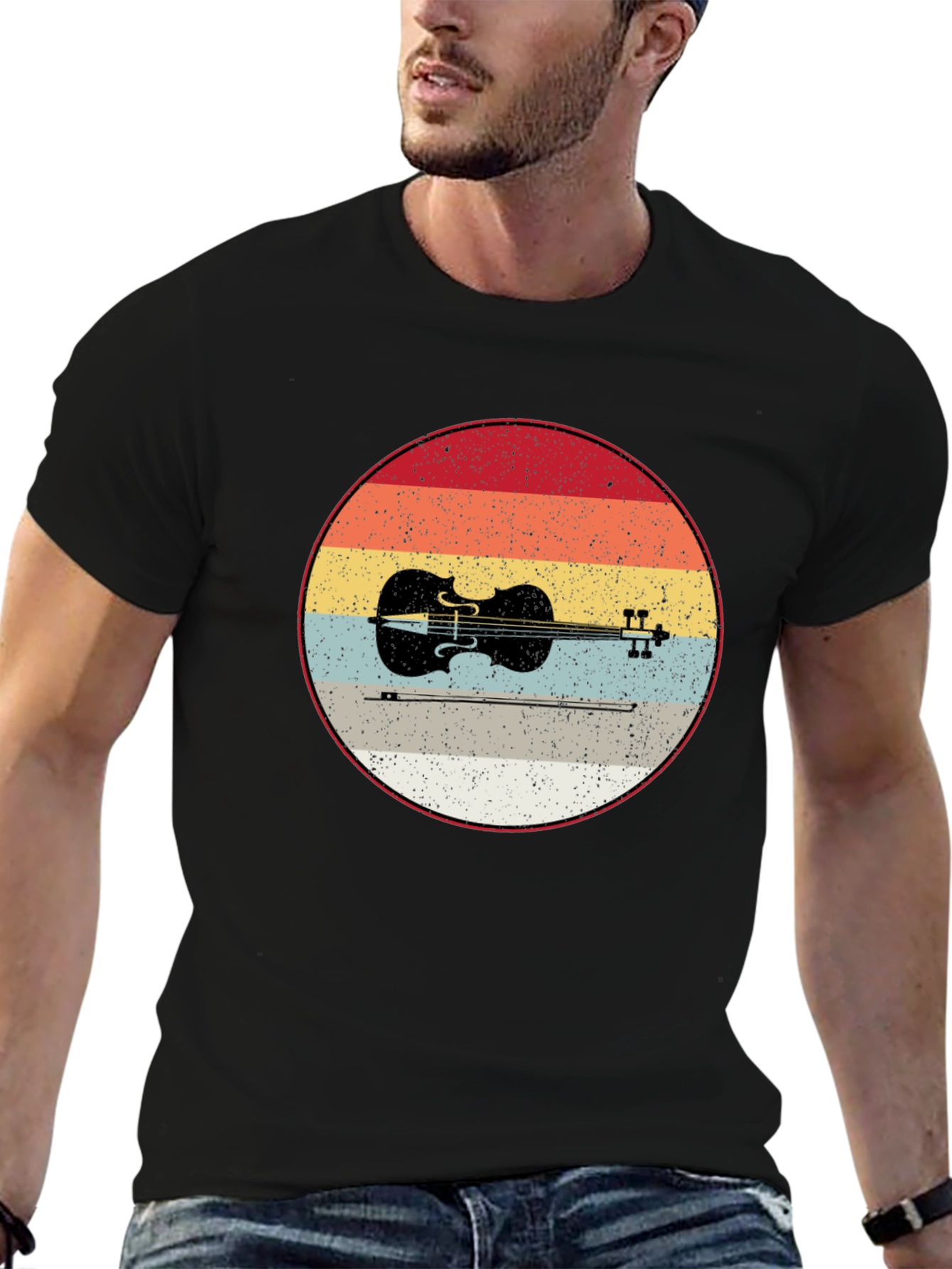 Retro Violin Graphic Tee - Music Lover T-Shirt