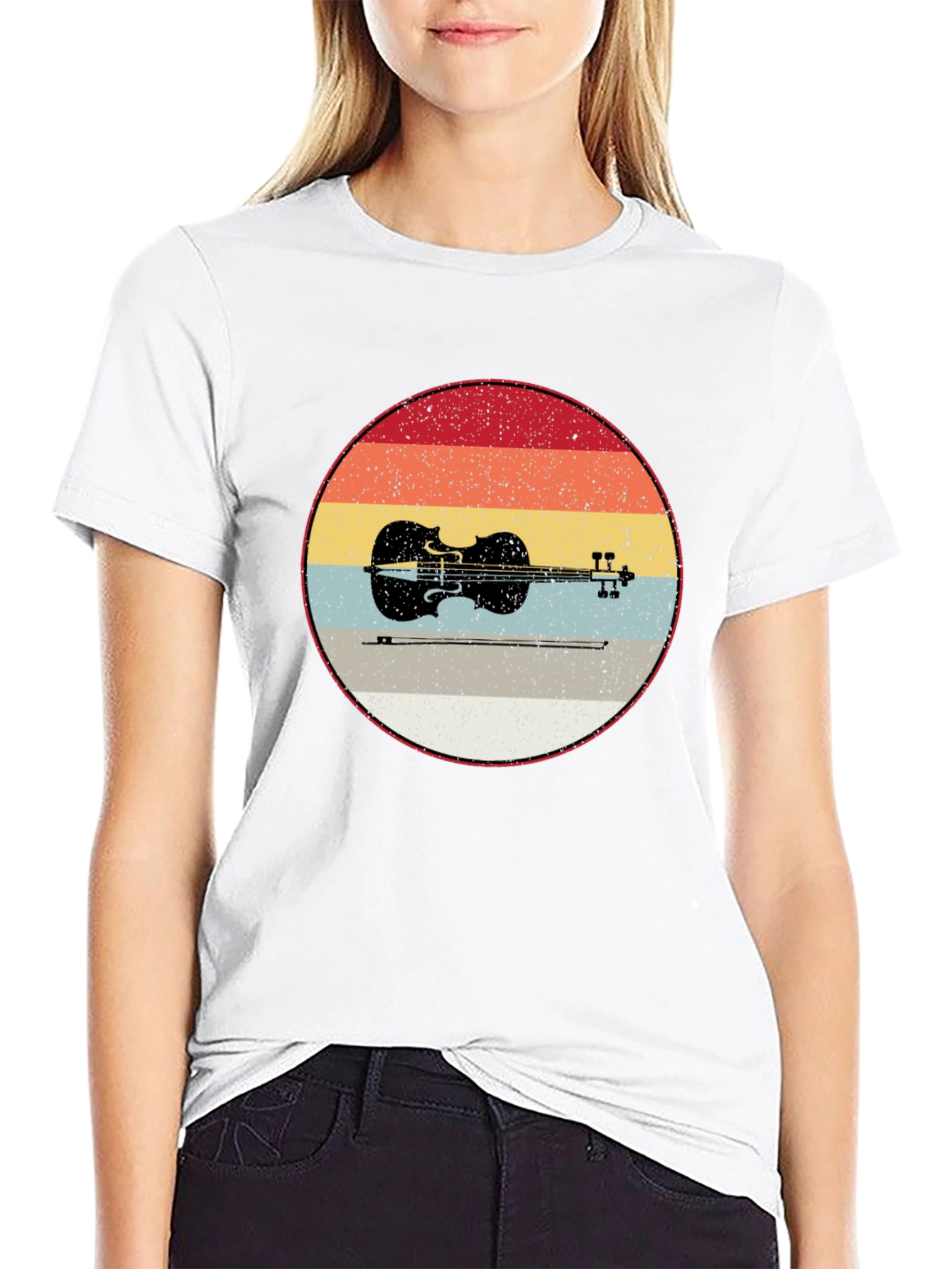 Retro Violin Graphic Tee - Music Lover T-Shirt