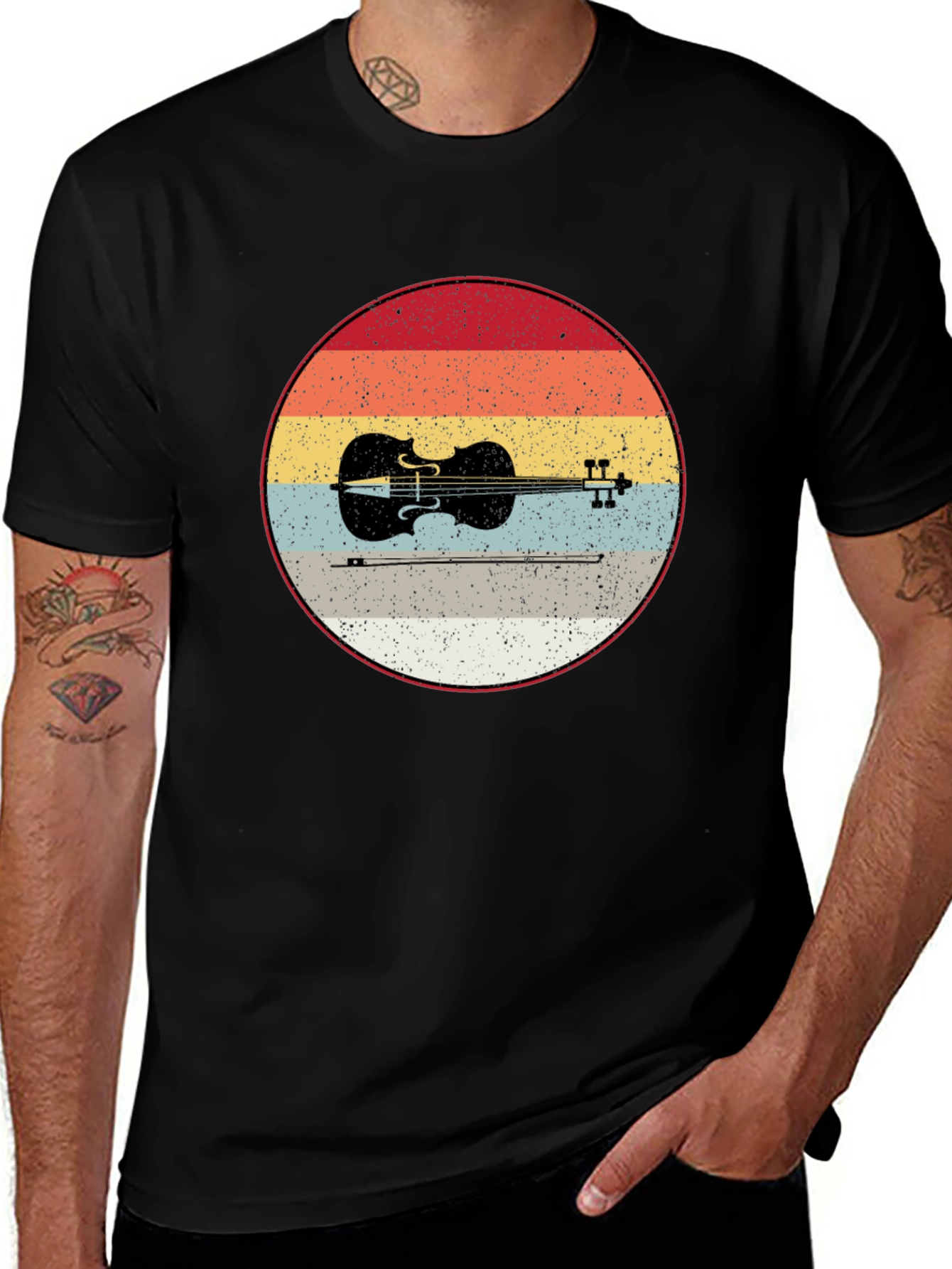 Retro Violin Graphic Tee - Music Lover T-Shirt
