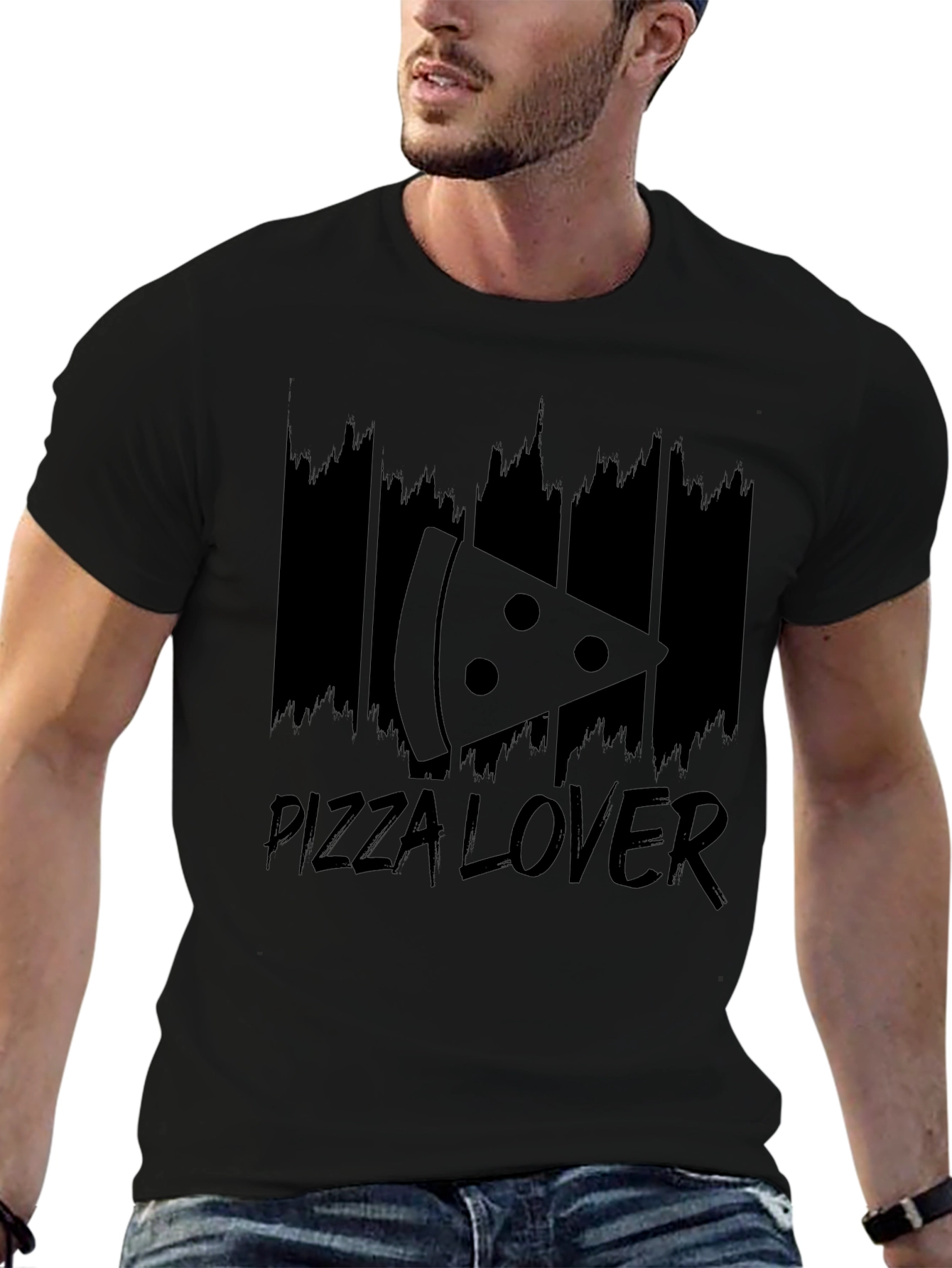 Pizza Lover Graphic Tee - Black Cotton T-Shirt