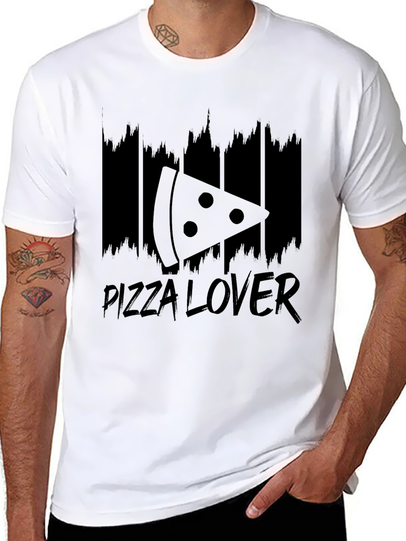 Pizza Lover Graphic Tee - Black Cotton T-Shirt