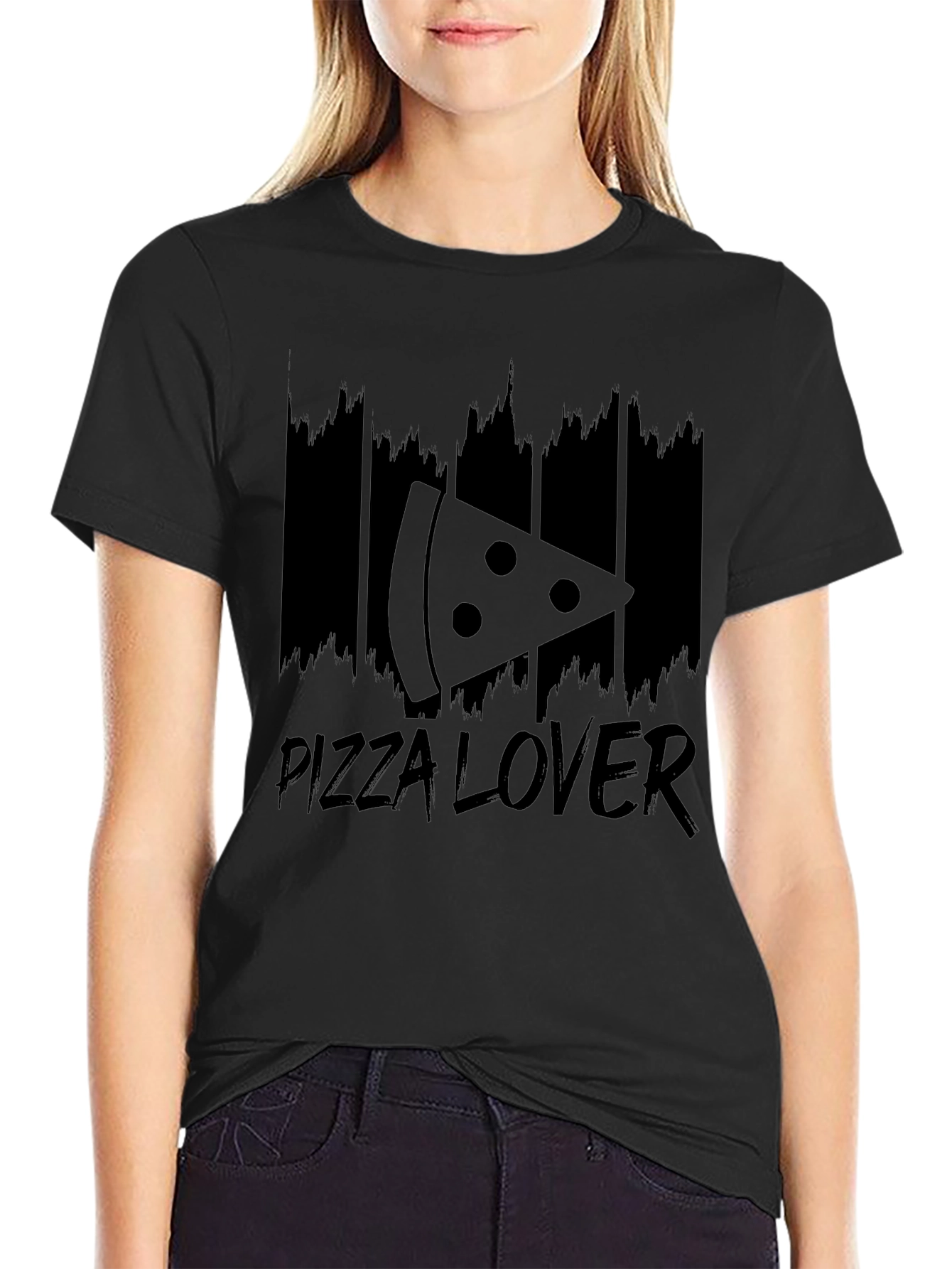 Pizza Lover Graphic Tee - Black Cotton T-Shirt