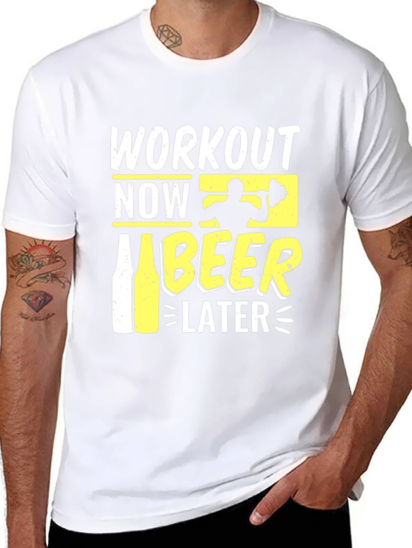 Workout Now Beer Later Graphic T-Shirt