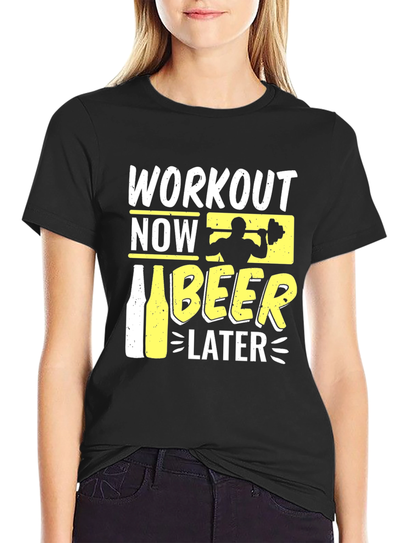 Workout Now Beer Later Graphic T-Shirt