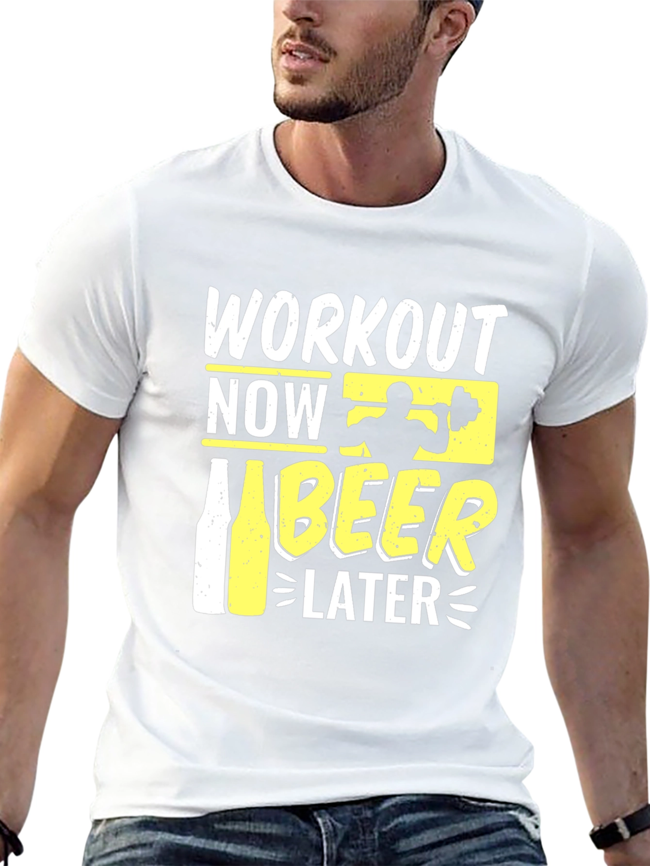 Workout Now Beer Later Graphic T-Shirt