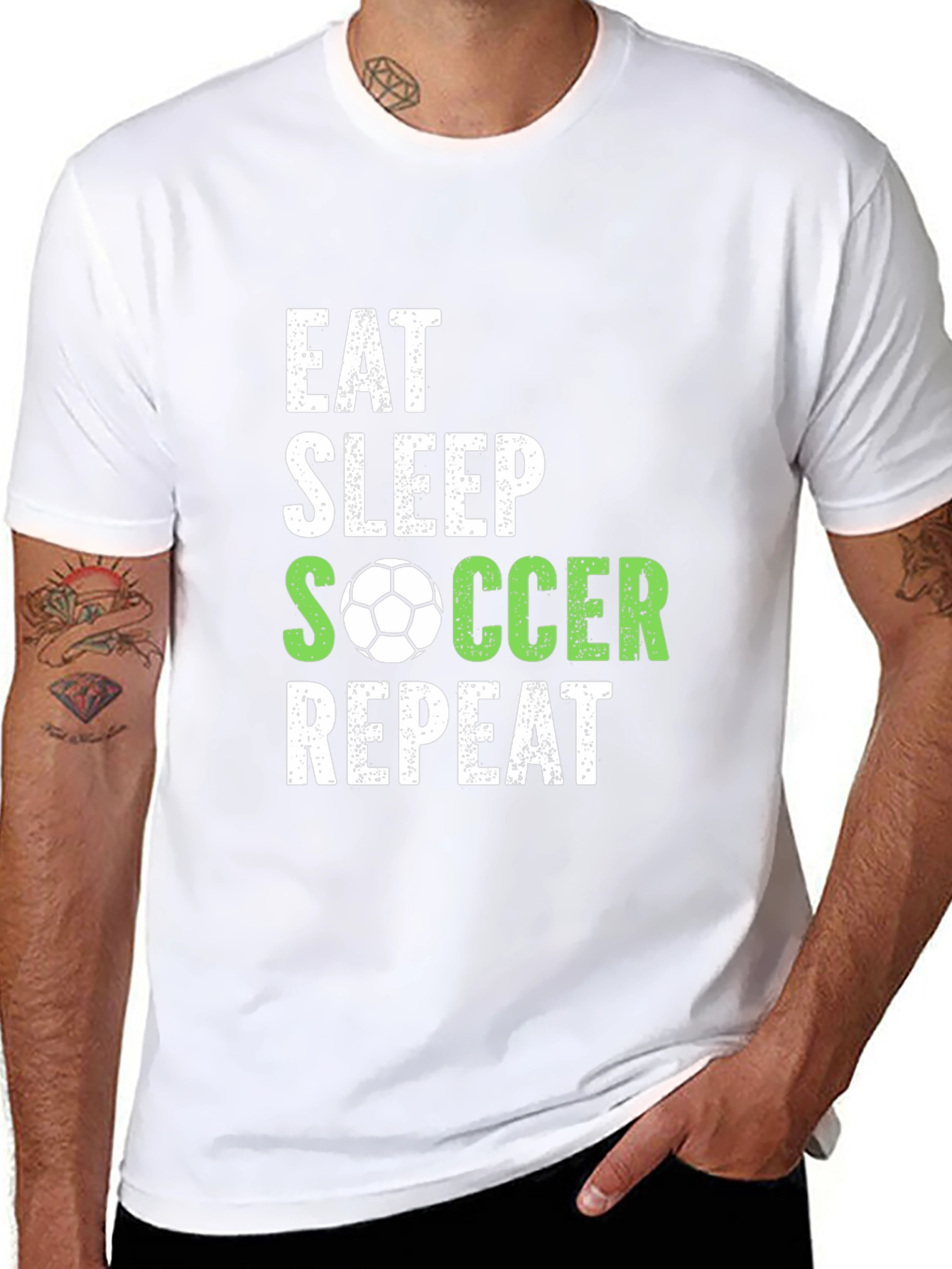 Eat Sleep Soccer Repeat Black Graphic T-Shirt