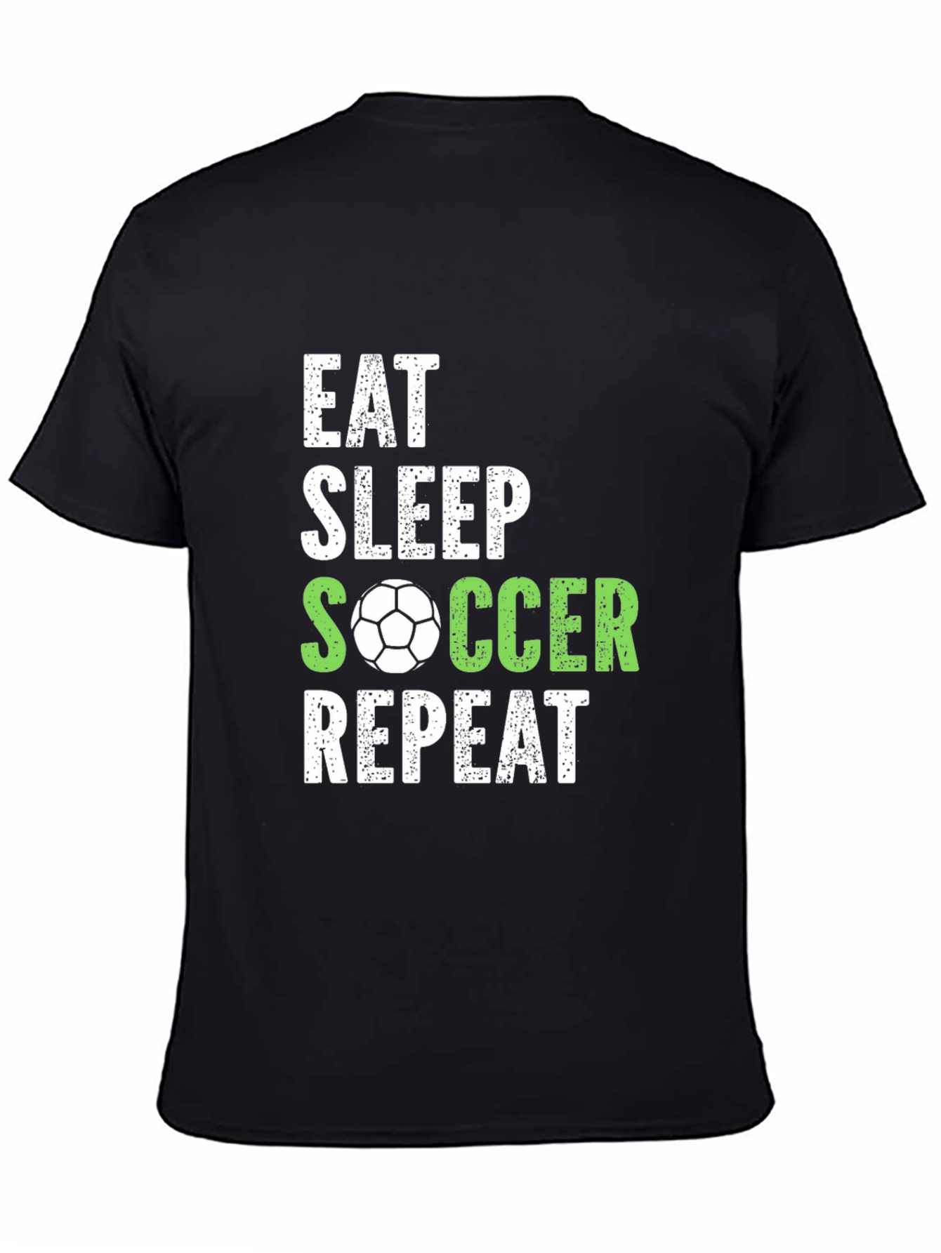 Eat Sleep Soccer Repeat Black Graphic T-Shirt