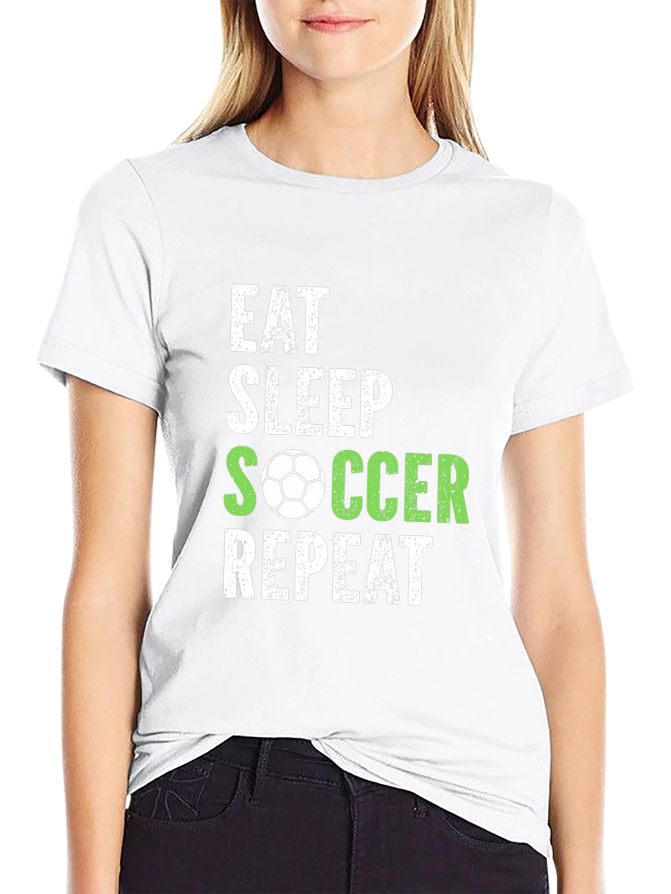 Eat Sleep Soccer Repeat Black Graphic T-Shirt