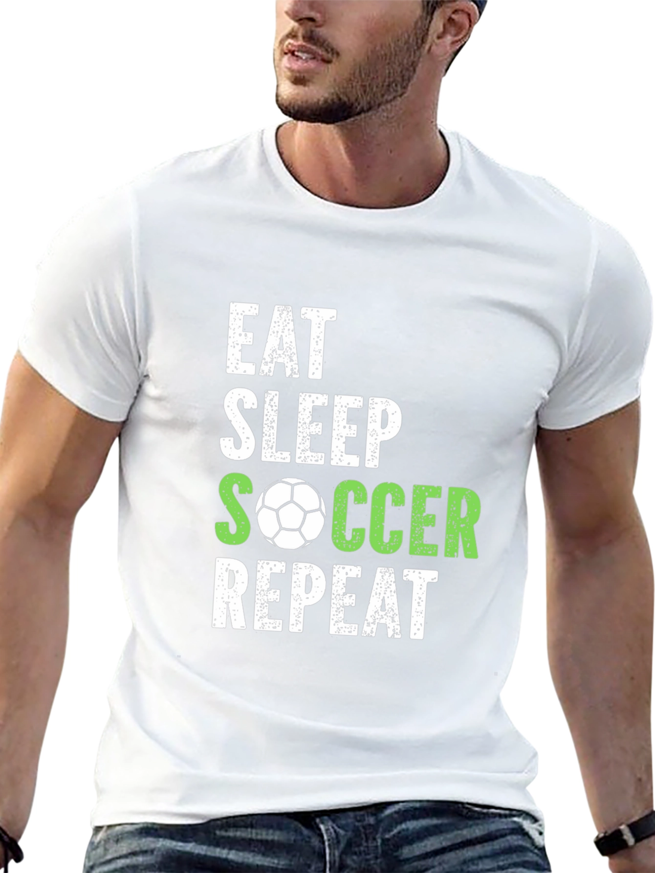 Eat Sleep Soccer Repeat Black Graphic T-Shirt