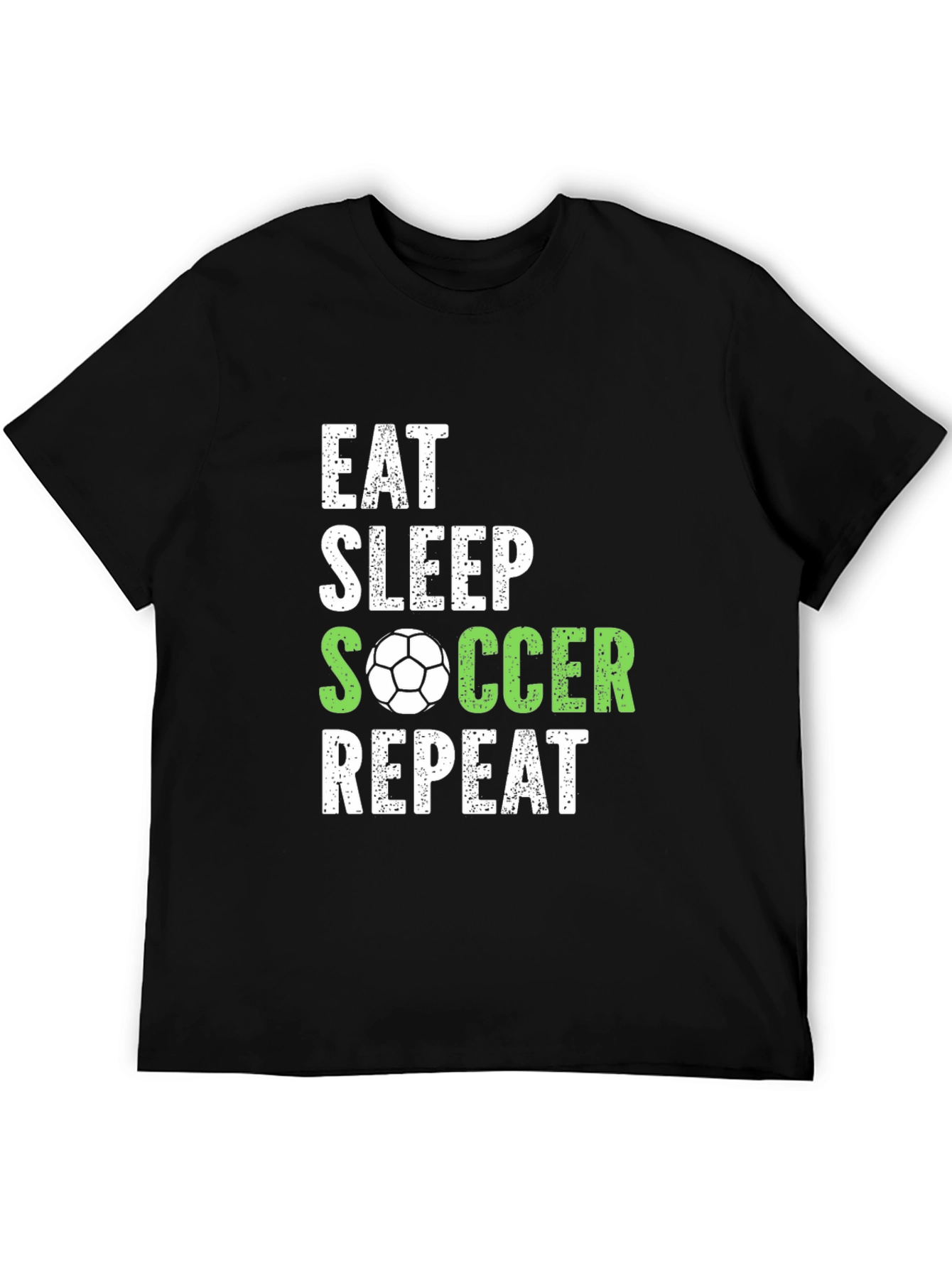 Eat Sleep Soccer Repeat Black Graphic T-Shirt