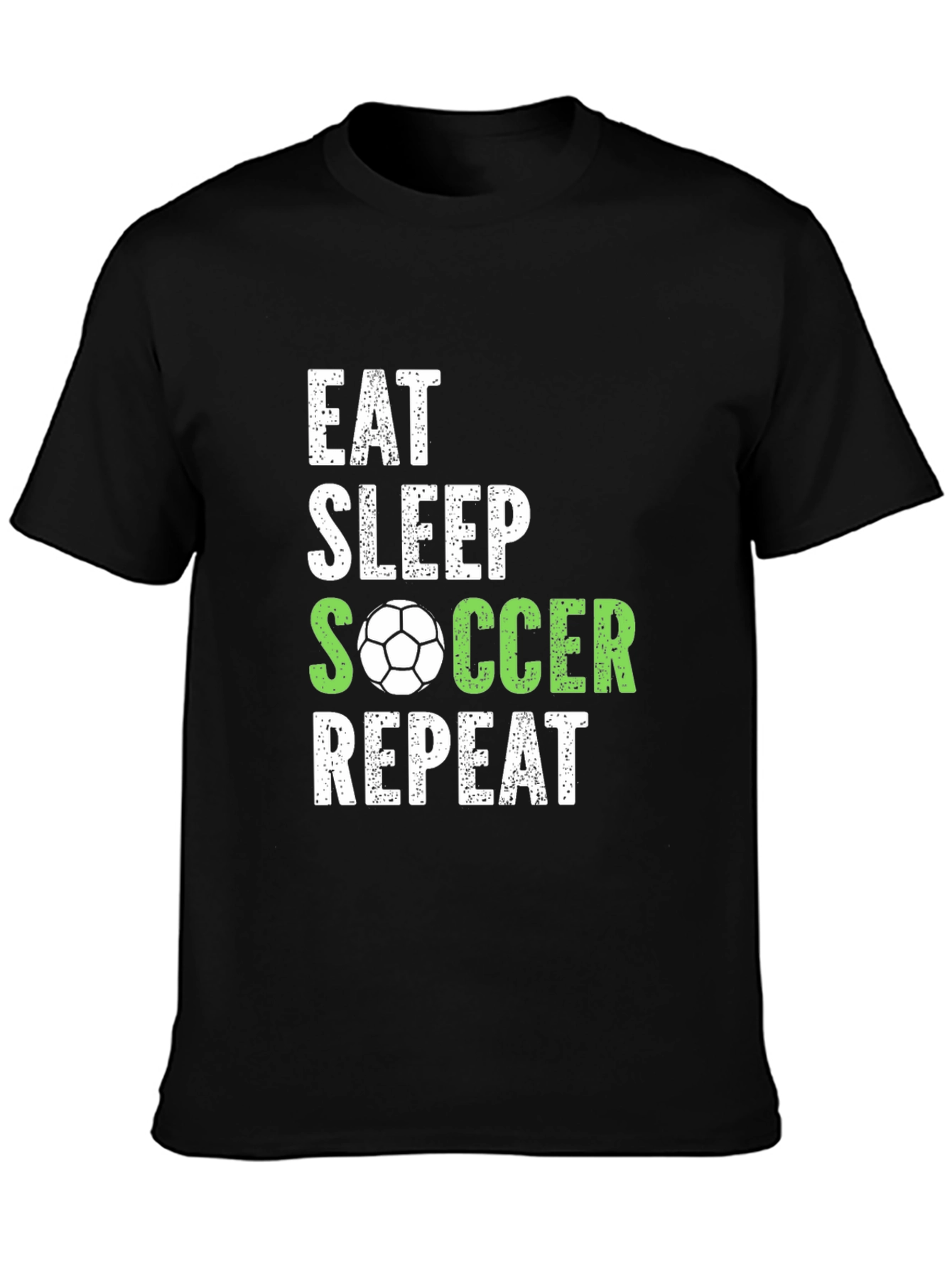 Eat Sleep Soccer Repeat Black Graphic T-Shirt