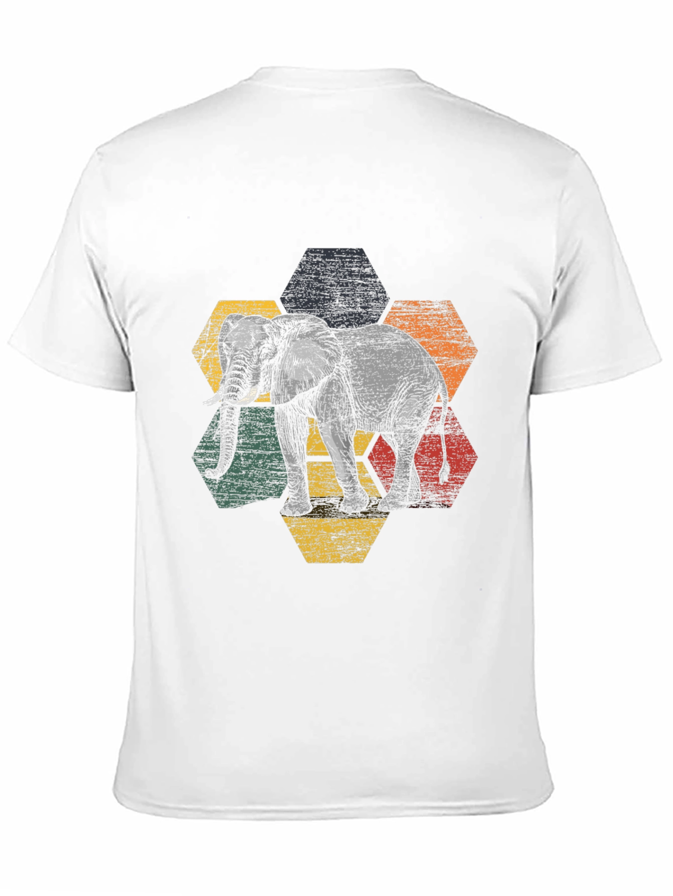 Elephant Hexagon Graphic Tee - Modern Mens T-Shirt