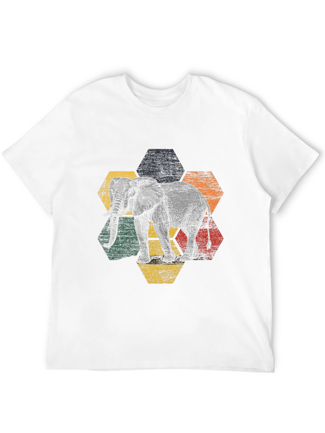 Elephant Hexagon Graphic Tee - Modern Mens T-Shirt