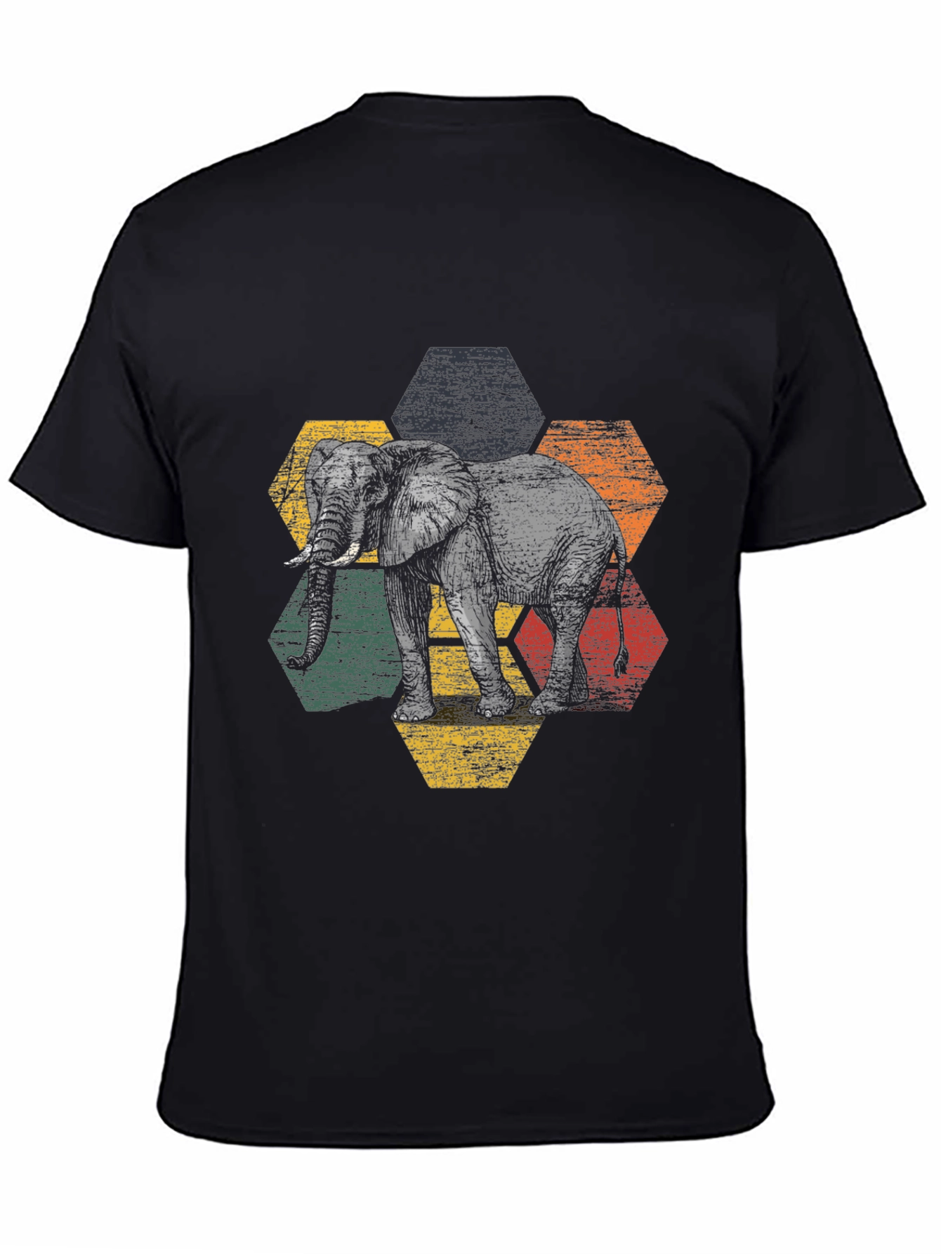 Elephant Hexagon Graphic Tee - Modern Mens T-Shirt