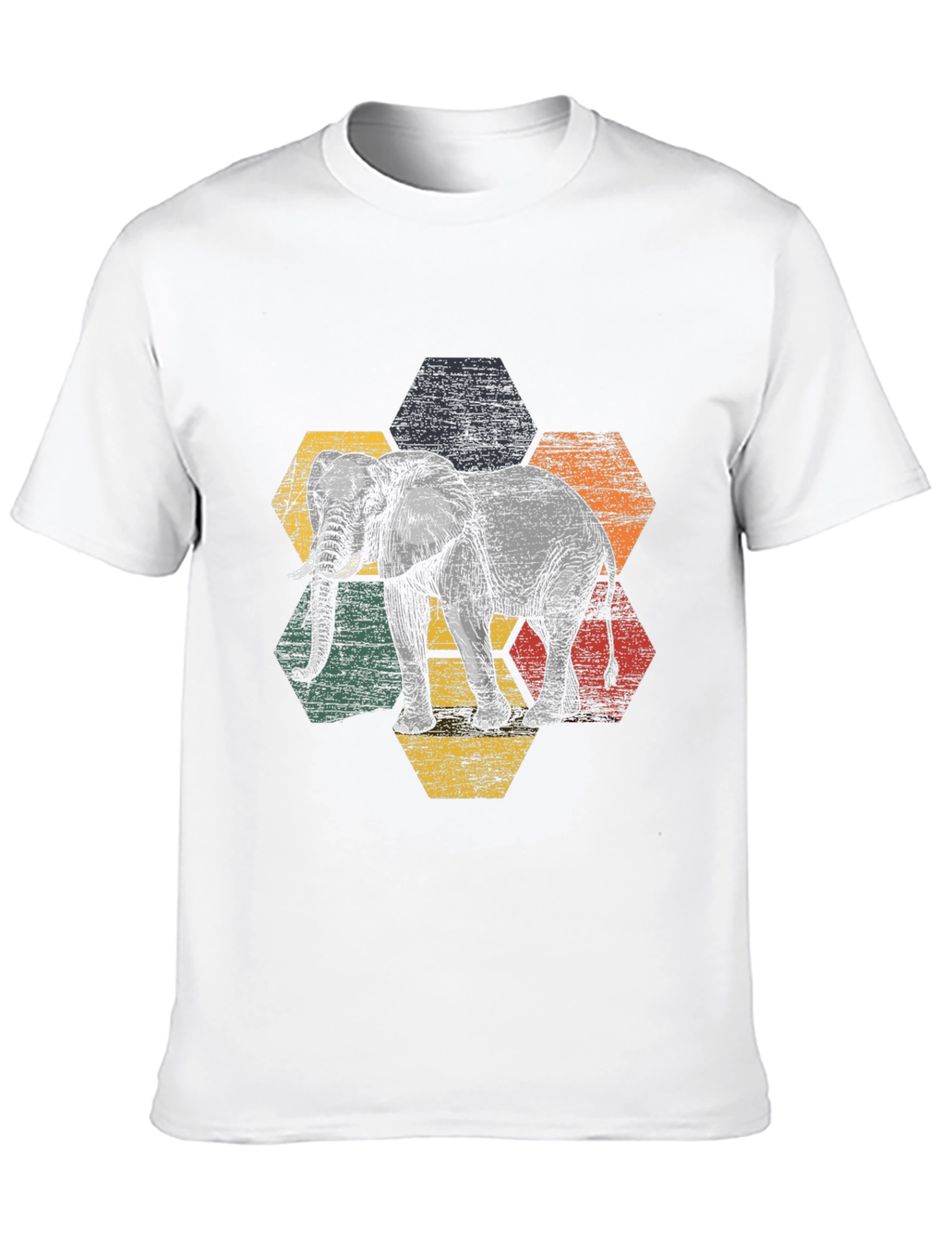 Elephant Hexagon Graphic Tee - Modern Mens T-Shirt