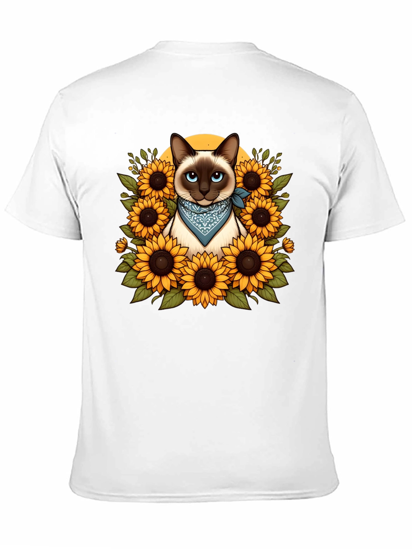 Siamese Cat Sunflower Graphic T-Shirt