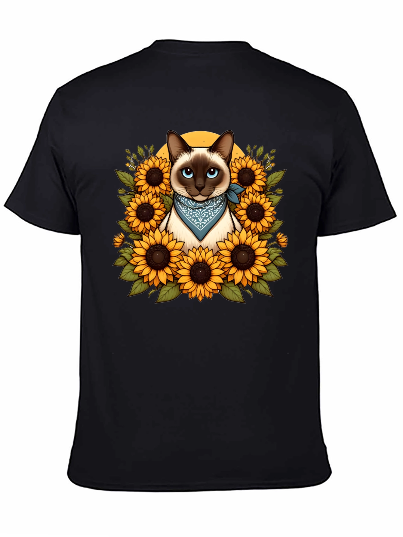 Siamese Cat Sunflower Graphic T-Shirt