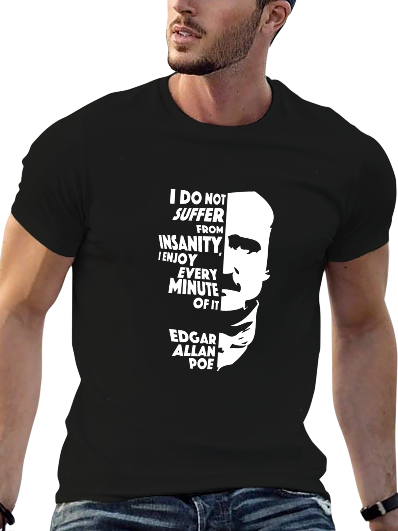 Edgar Allan Poe Insanity T-Shirt - Black