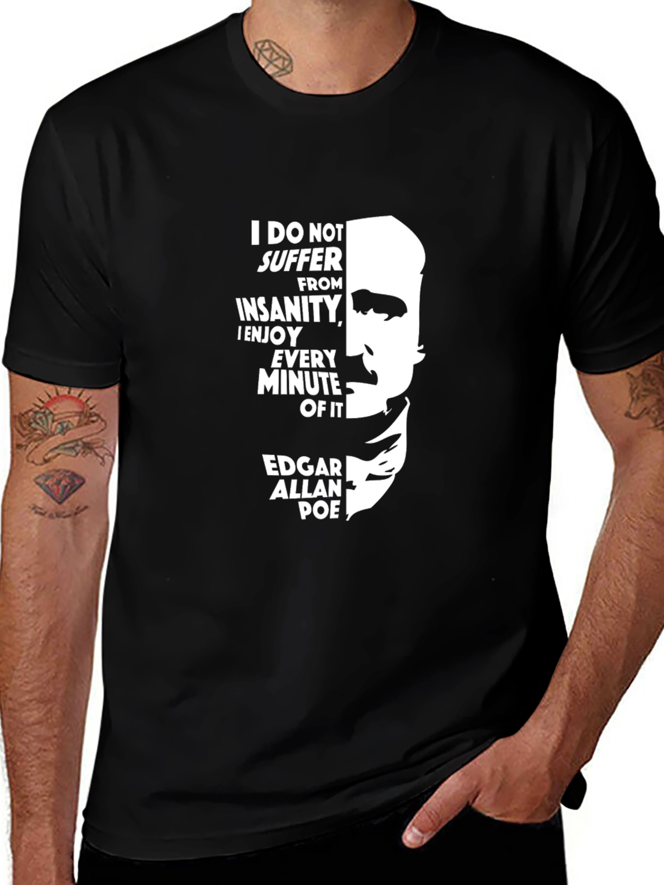 Edgar Allan Poe Insanity T-Shirt - Black