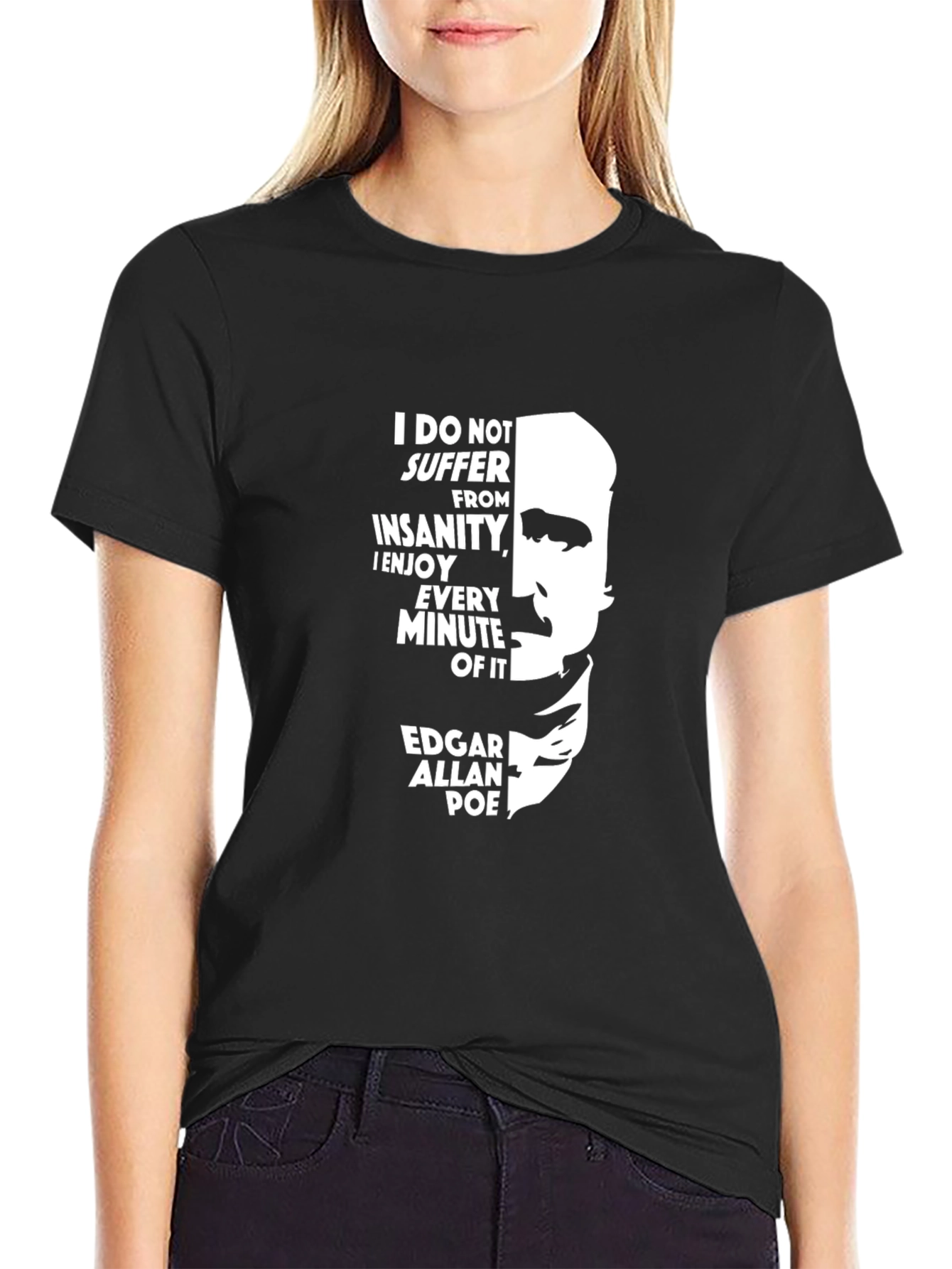 Edgar Allan Poe Insanity T-Shirt - Black