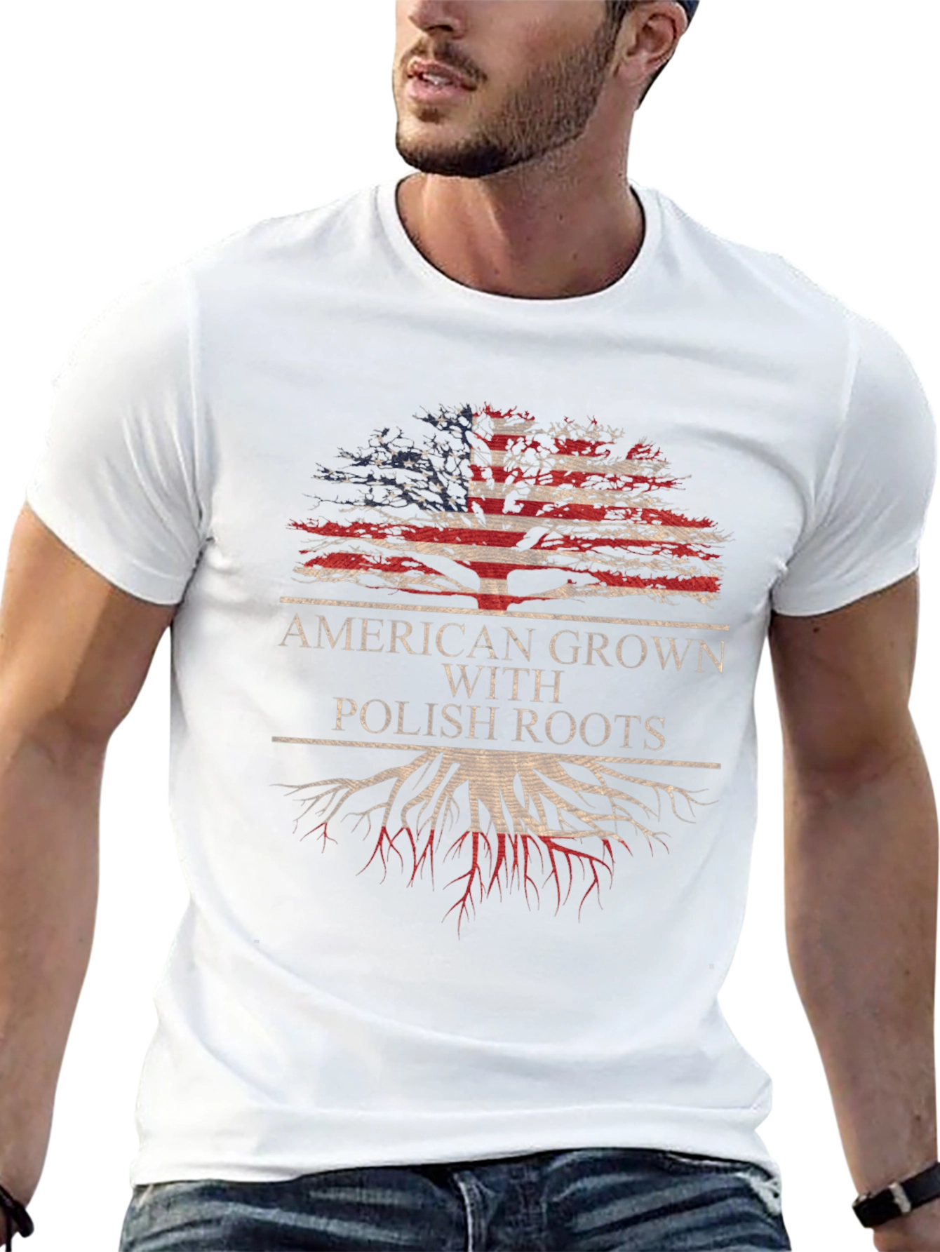 American Grown Polish Roots Graphic T-Shirt
