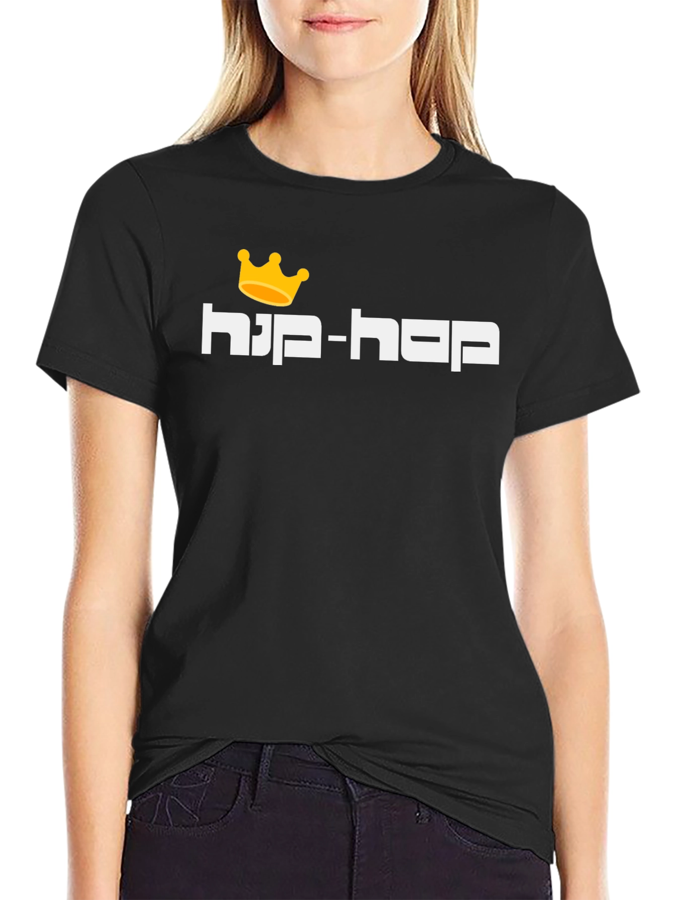 Hip-Hop King Crown Graphic T-Shirt - Black