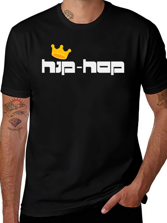 Hip-Hop King Crown Graphic T-Shirt - Black
