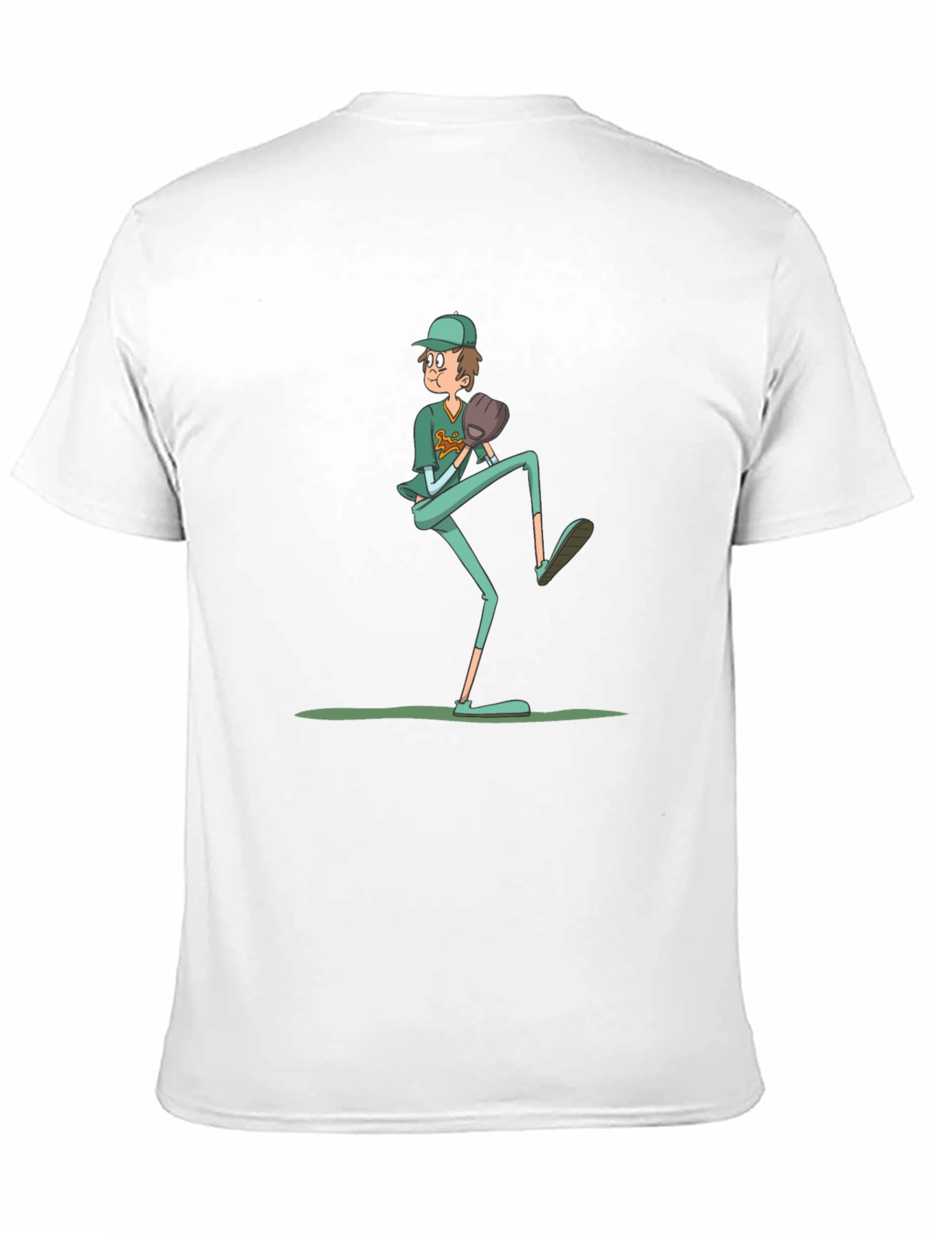 Baseball Pitcher Graphic Tee - Funny Cartoon Print