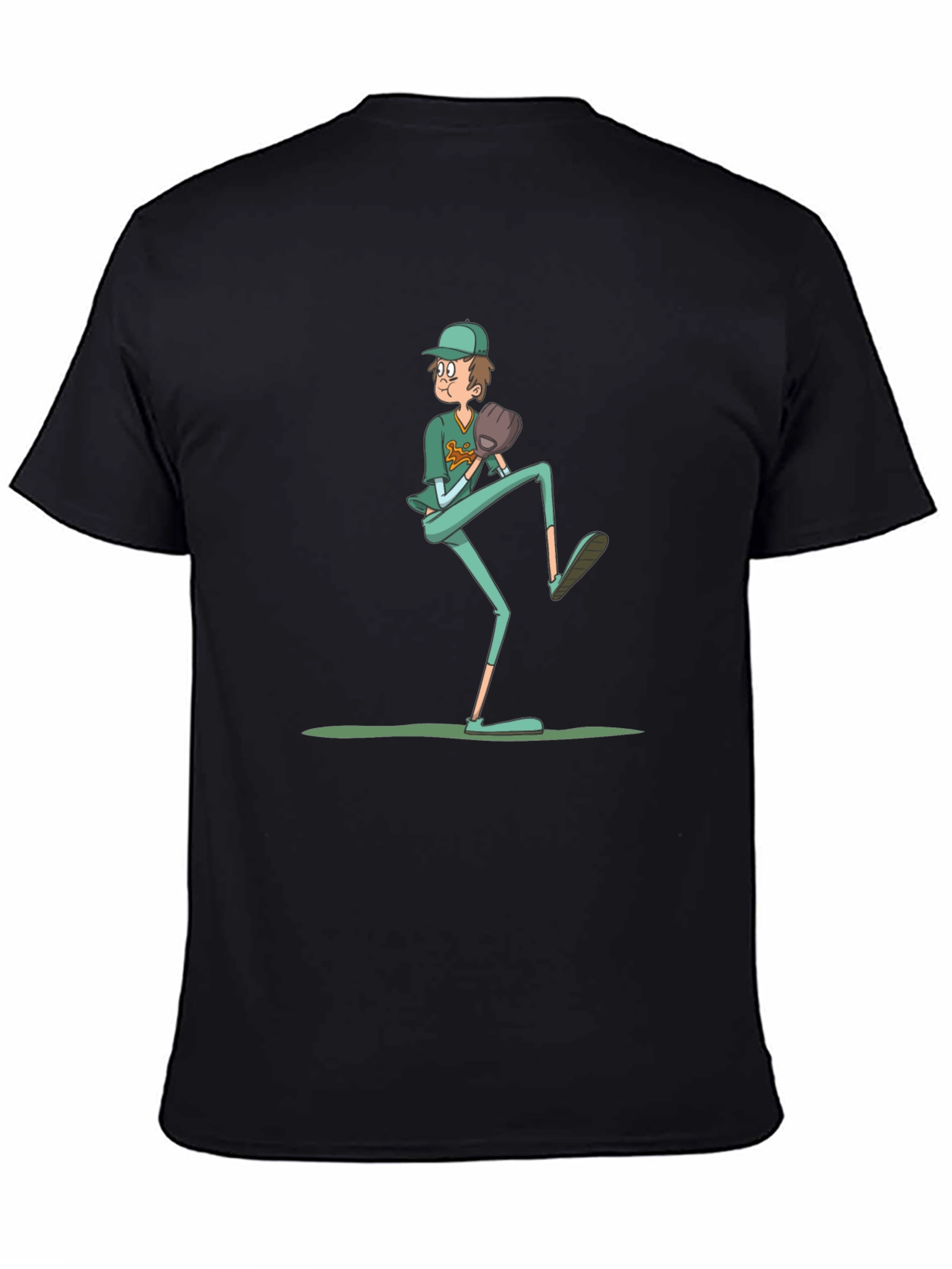 Baseball Pitcher Graphic Tee - Funny Cartoon Print