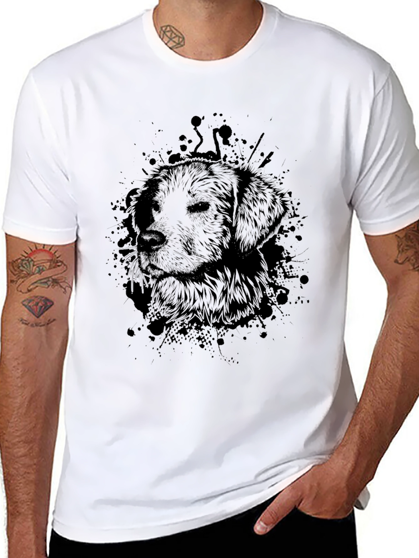 Dog Graphic Black T-Shirt for Men