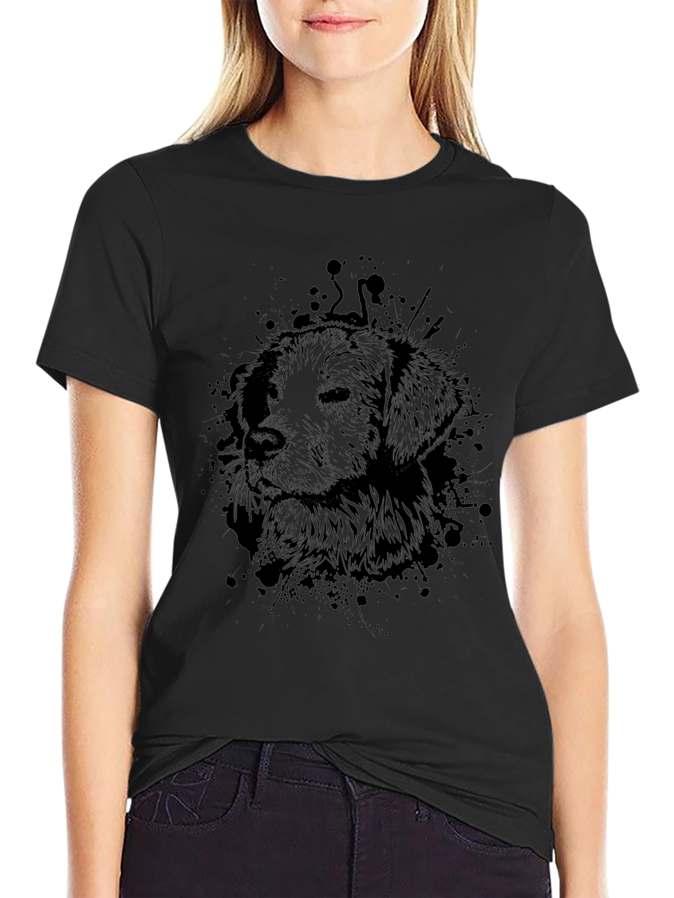Dog Graphic Black T-Shirt for Men