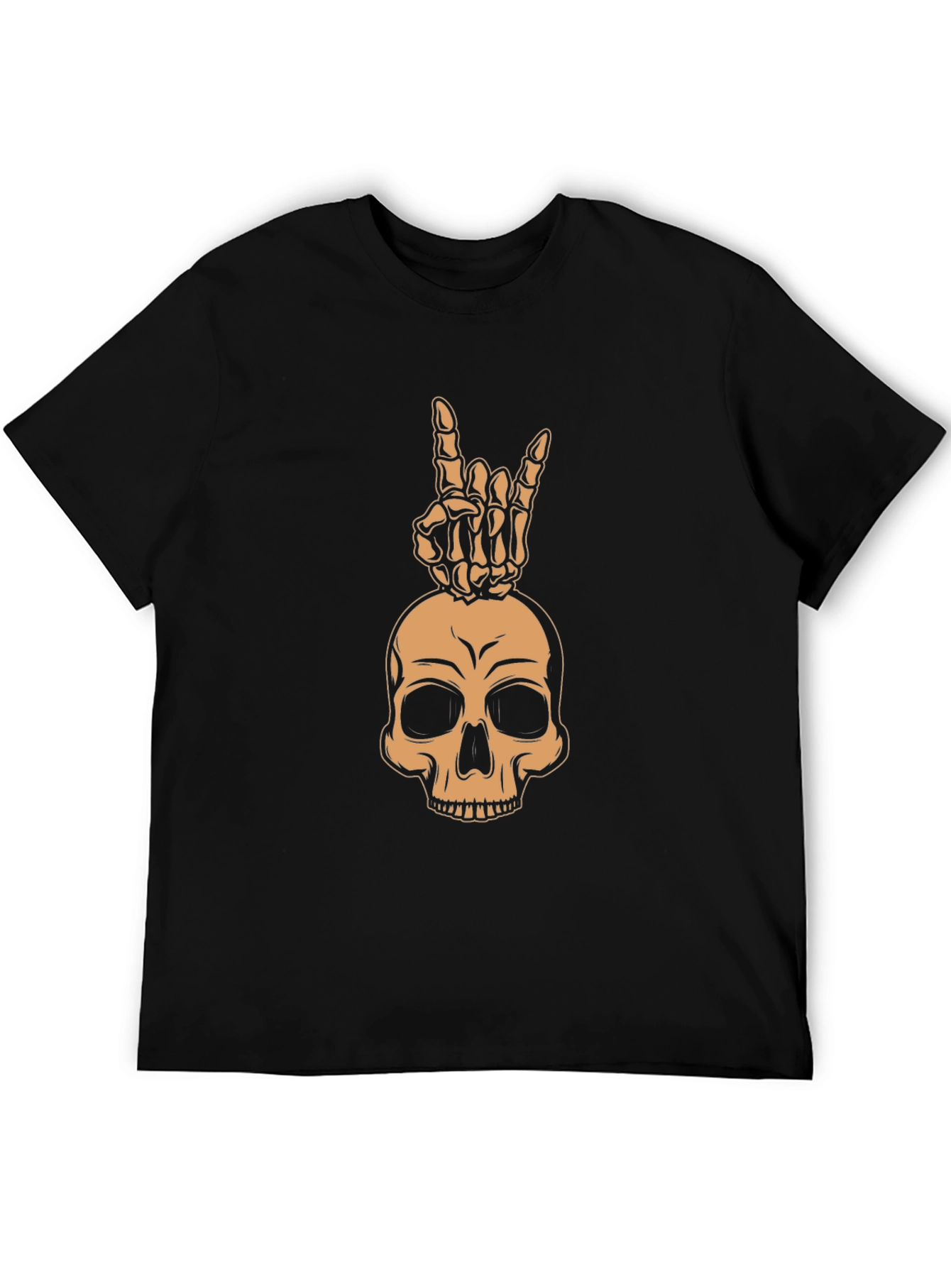 Skull & Hand Sign Graphic Tee - Rock On!