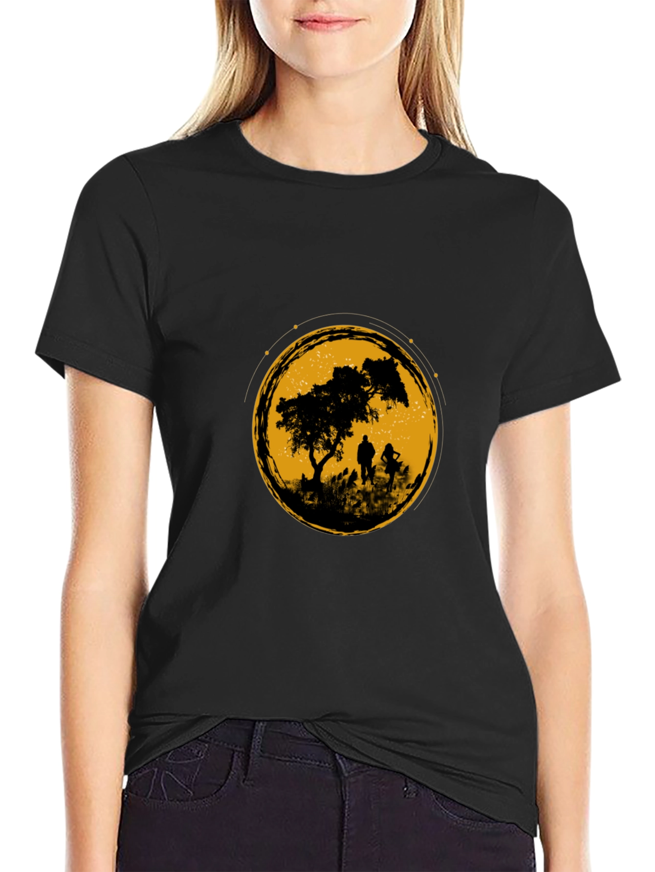 Silhouette Graphic Tee - Black Cotton Blend