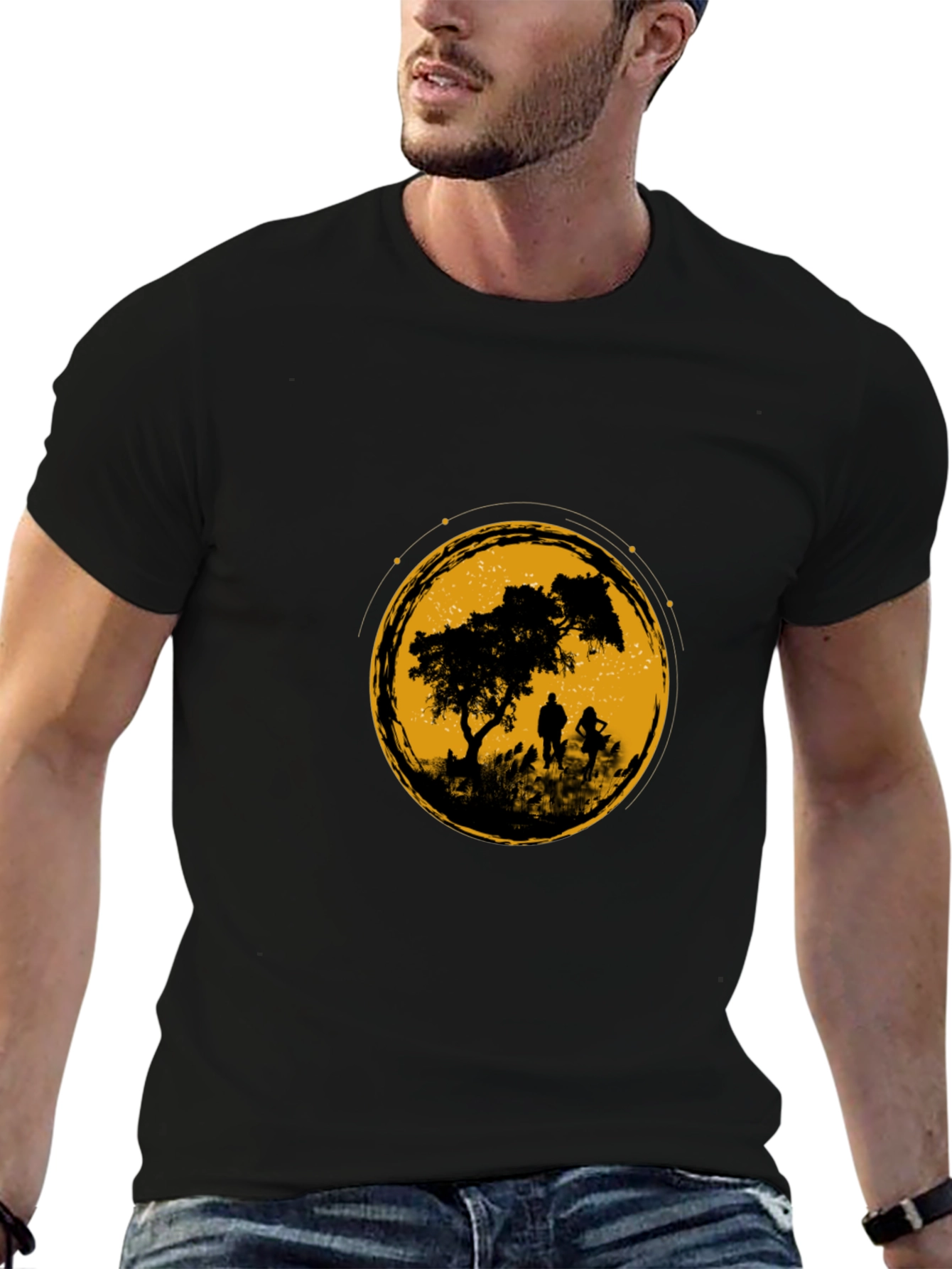 Silhouette Graphic Tee - Black Cotton Blend