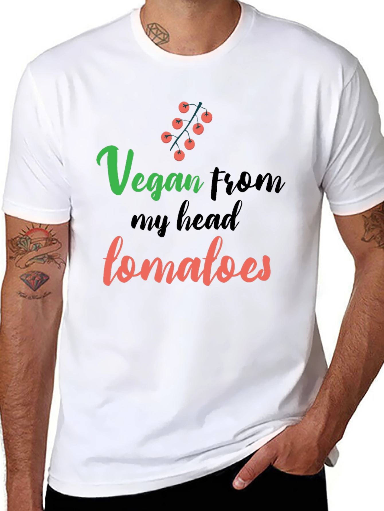 Vegan From My Head Tomatoes Funny T-Shirt
