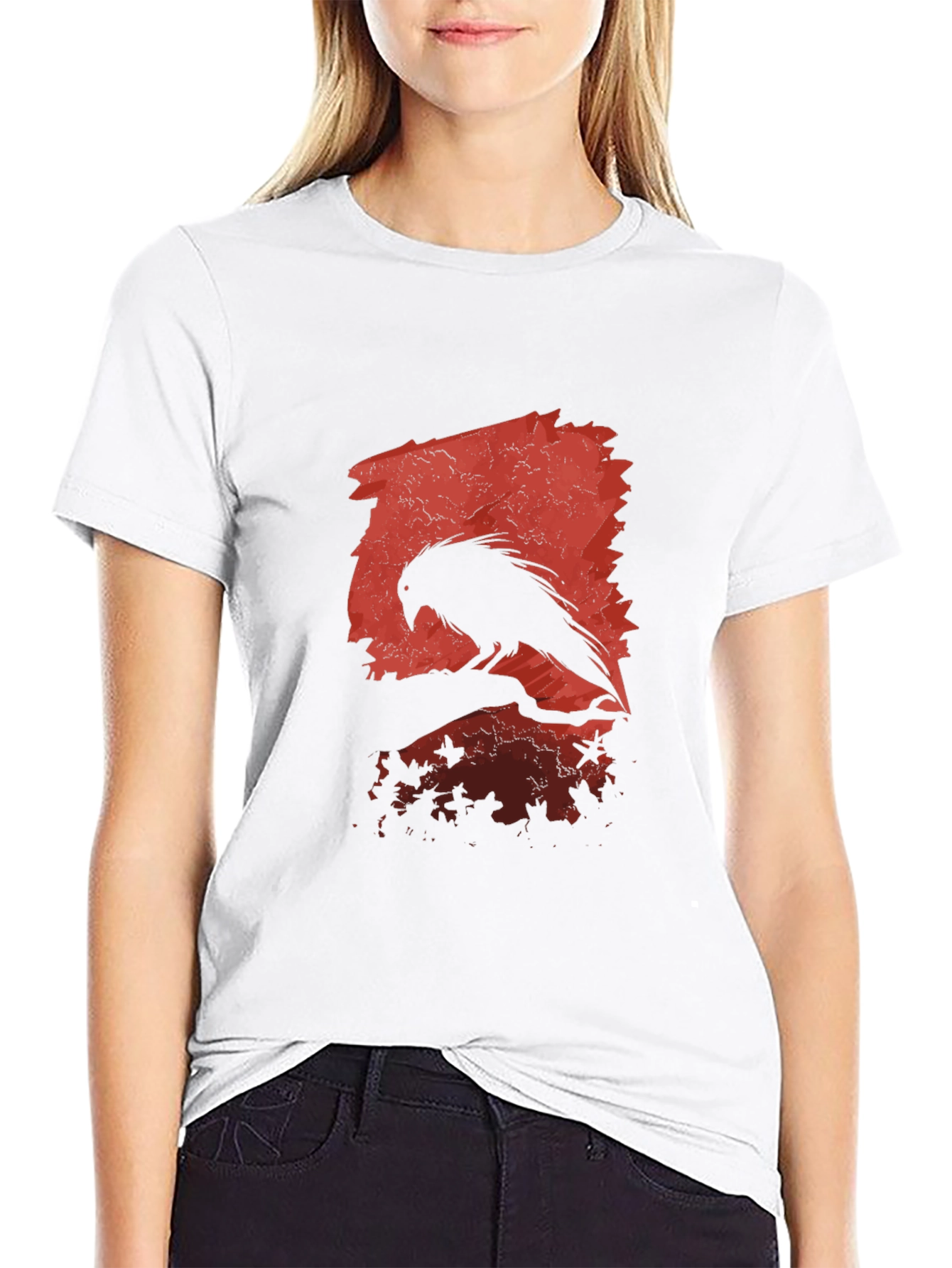 Raven Silhouette Graphic Black T-Shirt