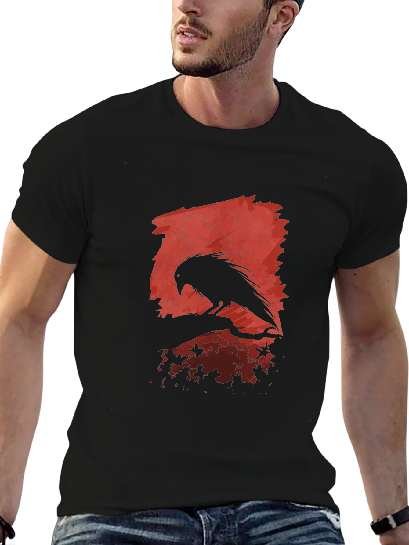 Raven Silhouette Graphic Black T-Shirt