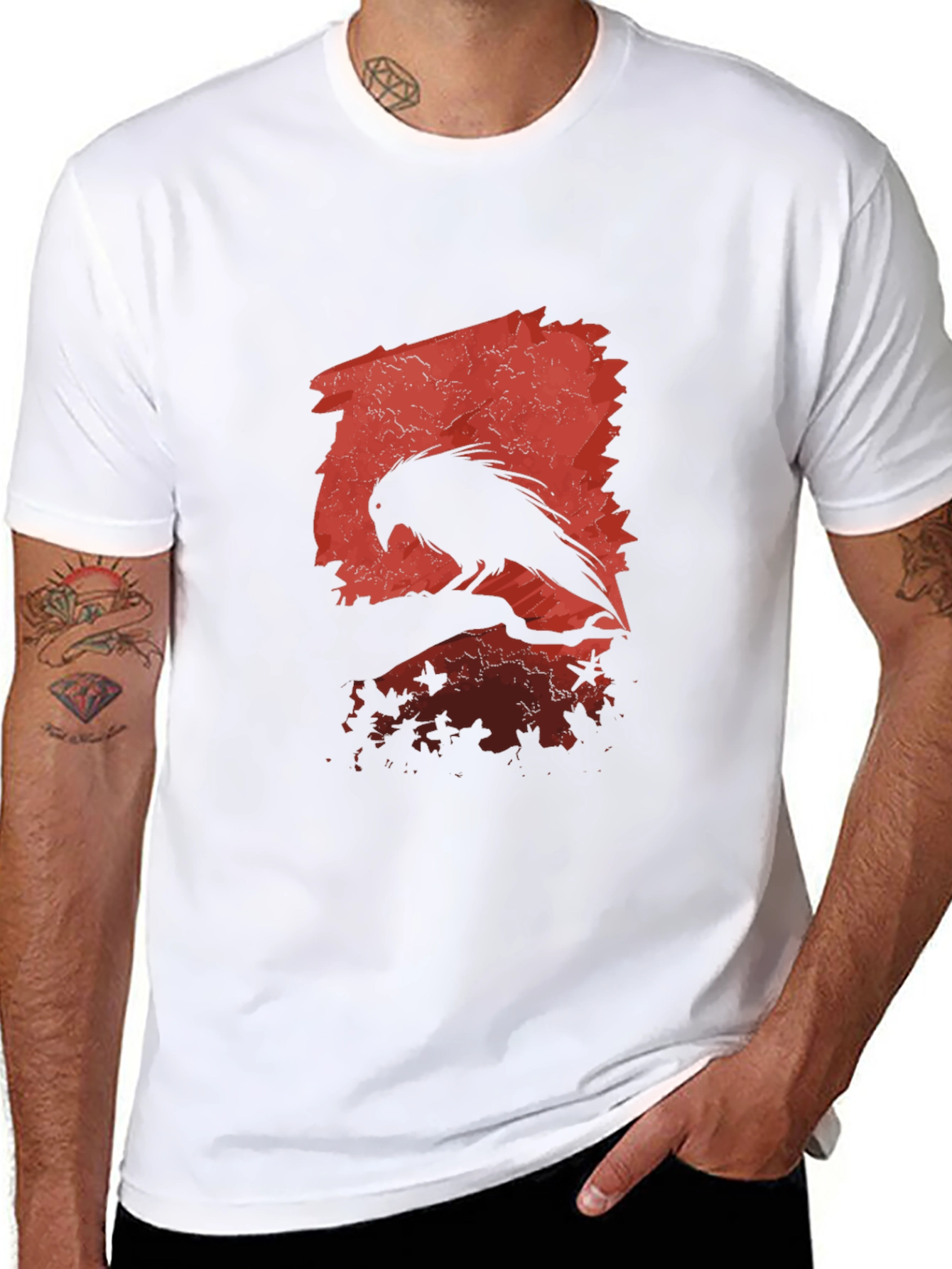 Raven Silhouette Graphic Black T-Shirt