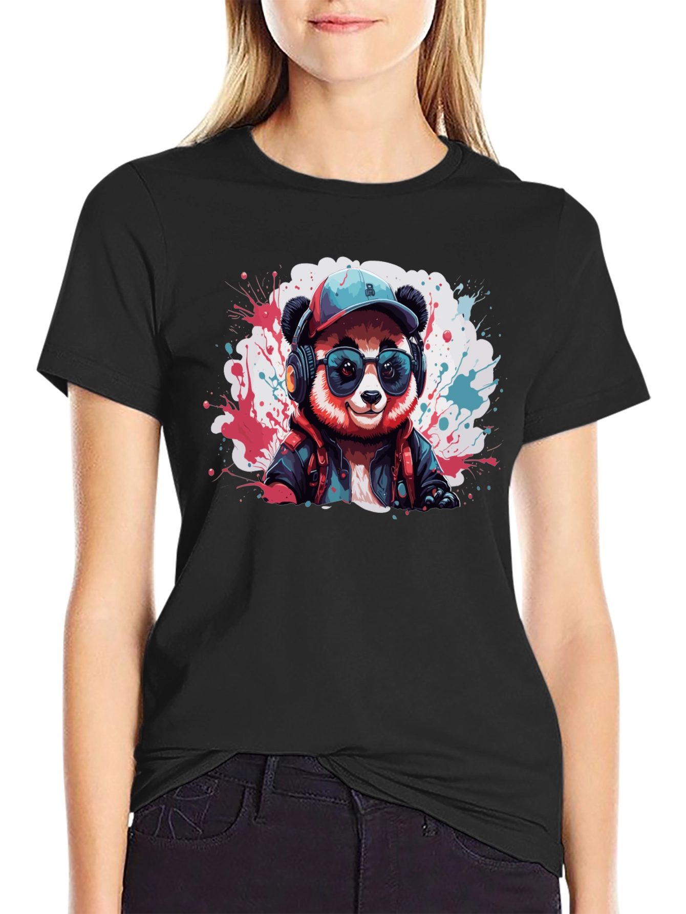 Cool Panda DJ Graphic Tee - Black