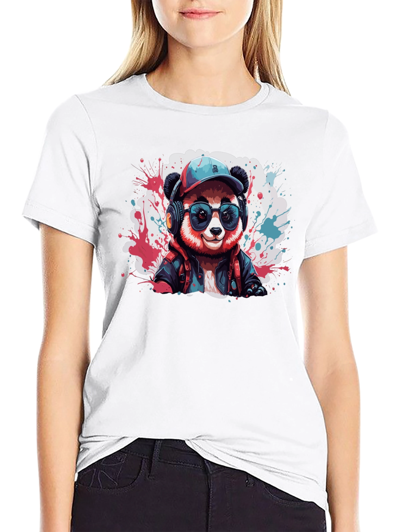 Cool Panda DJ Graphic Tee - Black