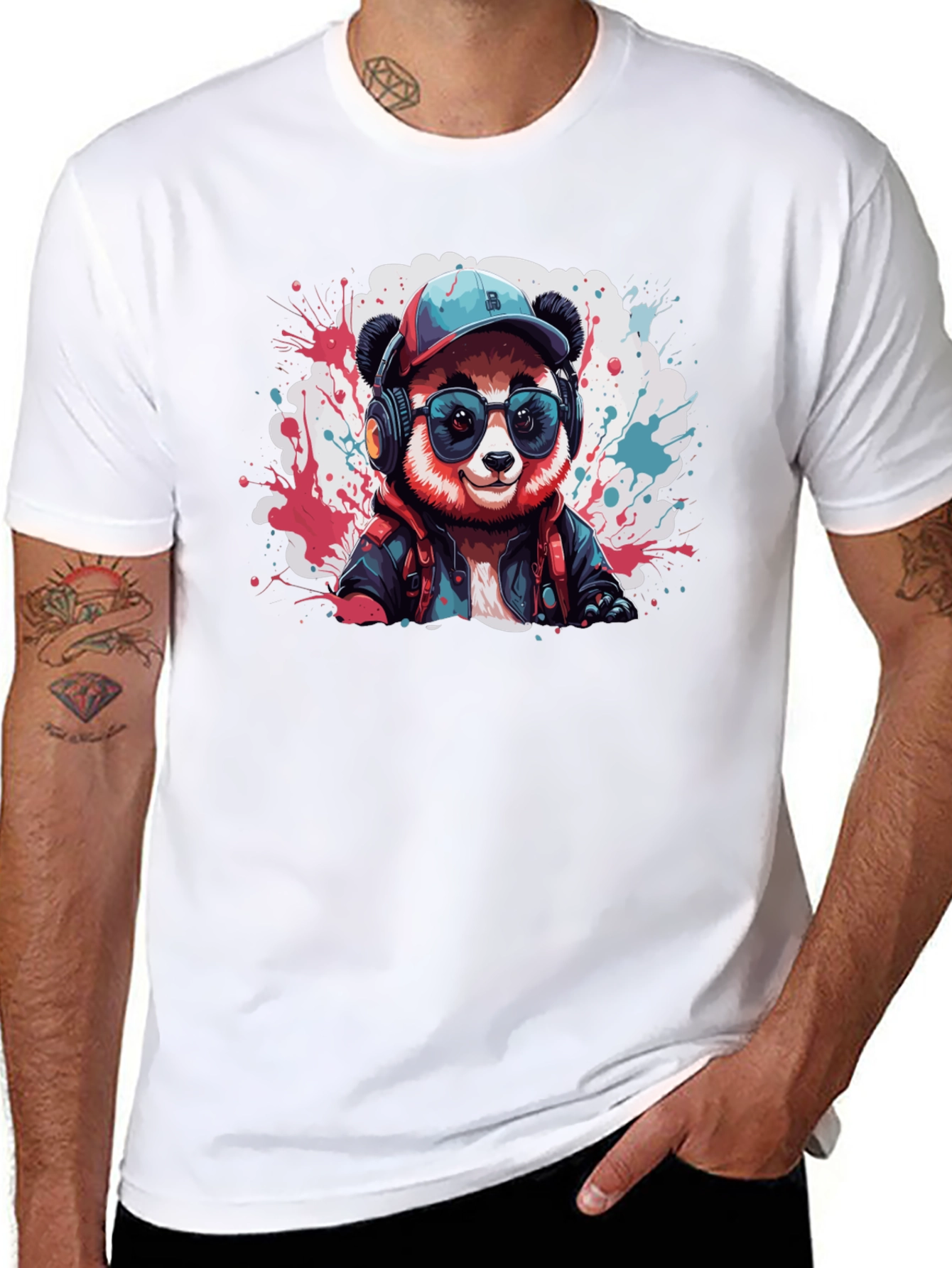 Cool Panda DJ Graphic Tee - Black